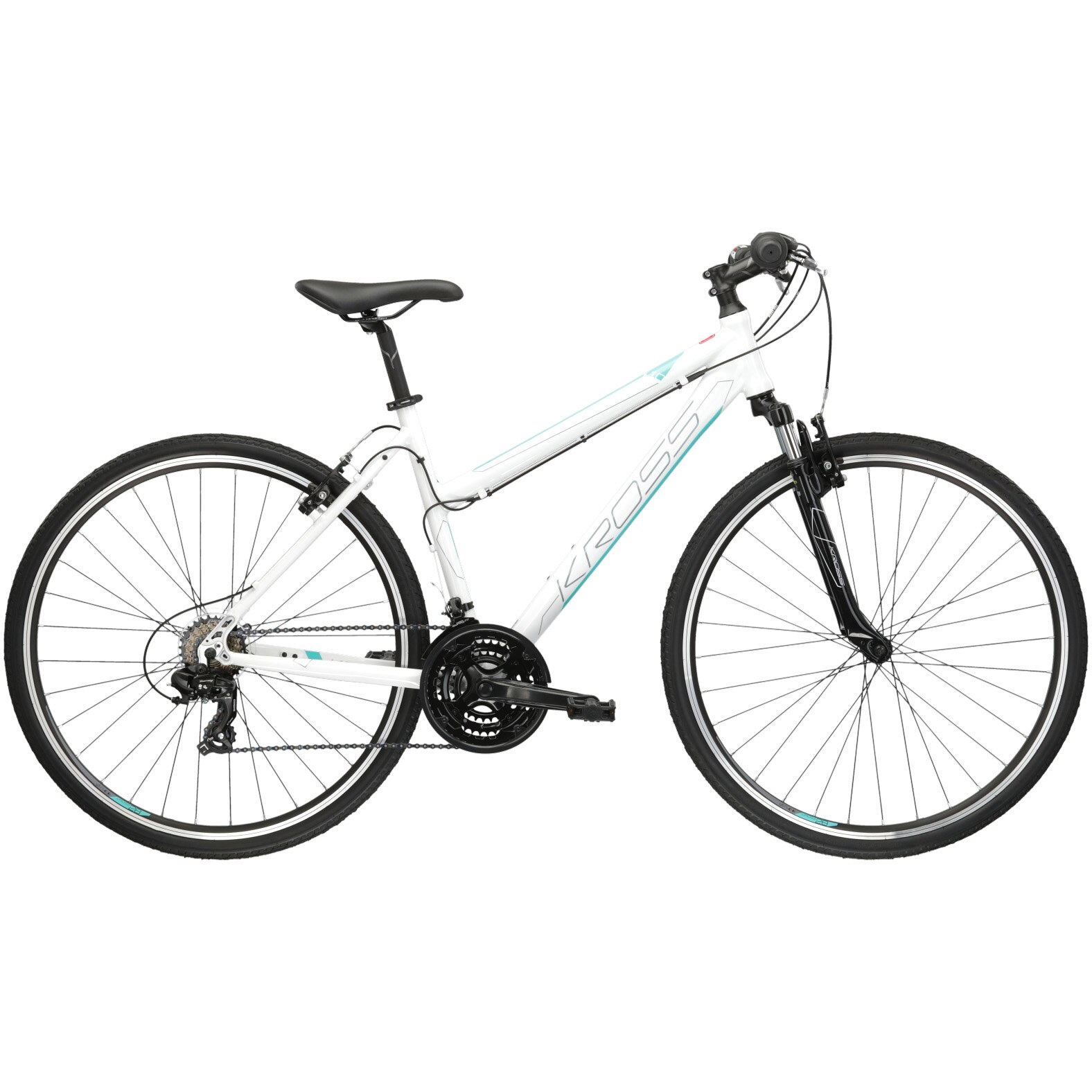 Bicicleta KROSS Evado 10 D, 28 inch, marime L, white turquoise