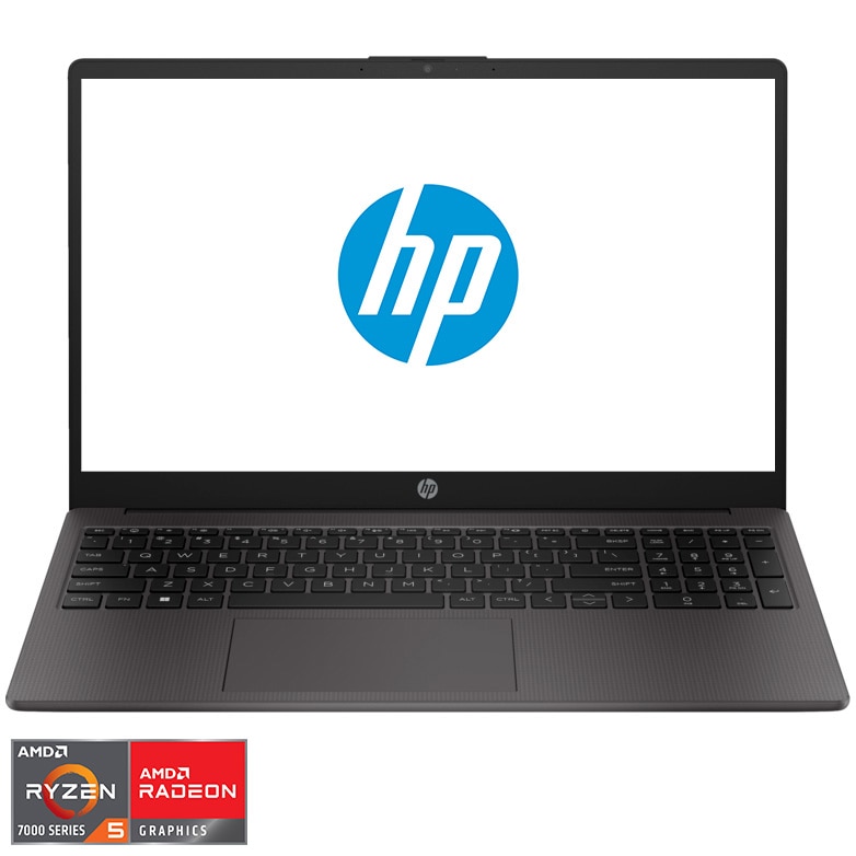Laptop HP 255 G10 with AMD Ryzen™ 5 7530U processor up to 4.5GHz, 15.6'' Full HD, 8GB DDR4 RAM, 256GB SSD, AMD Radeon™ Graphics, Free DOS, Dark ash silver