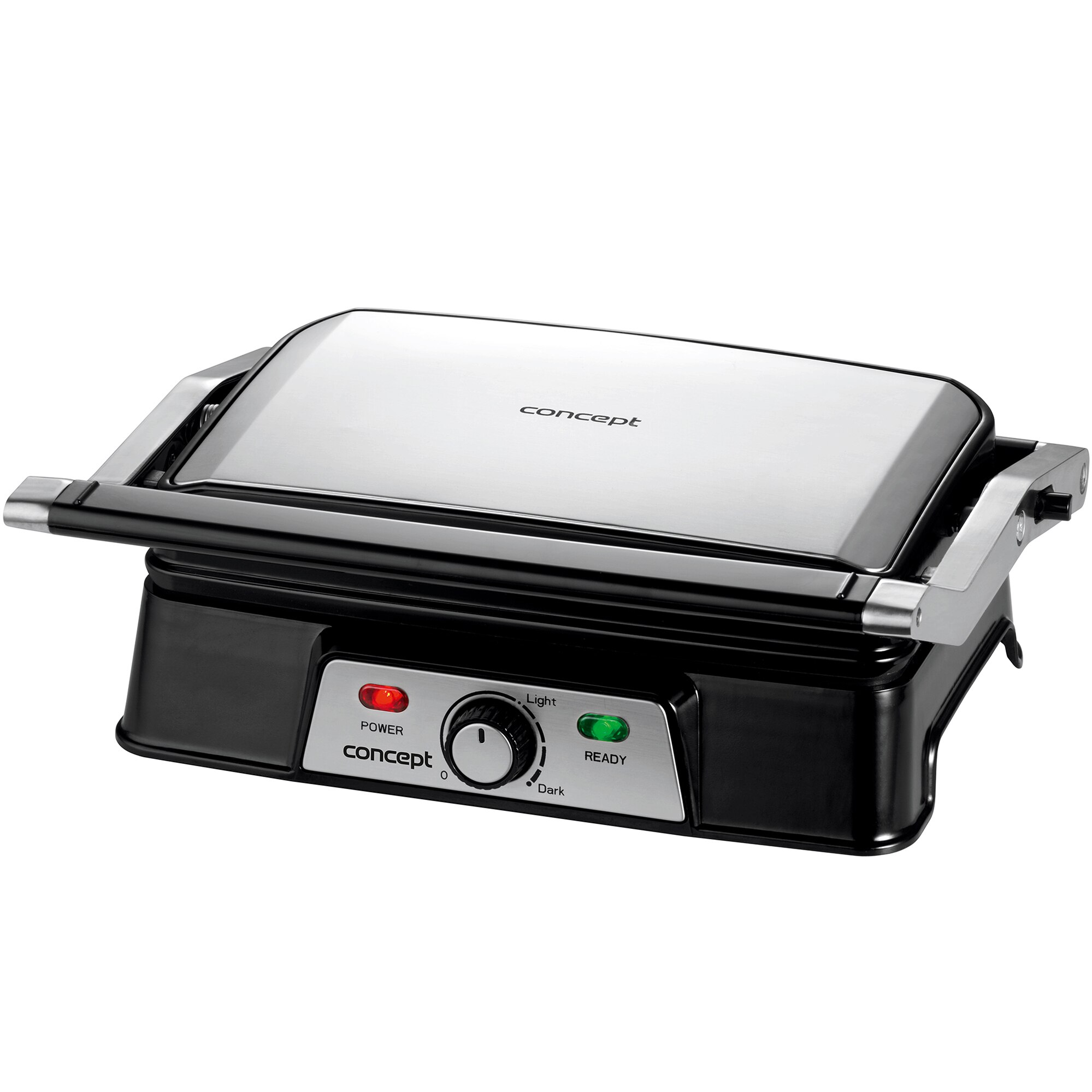 Gratar electric Concept GE2005, 1500 W, Functie BBQ, Temperatura reglabila, Placi din teflon, Inox