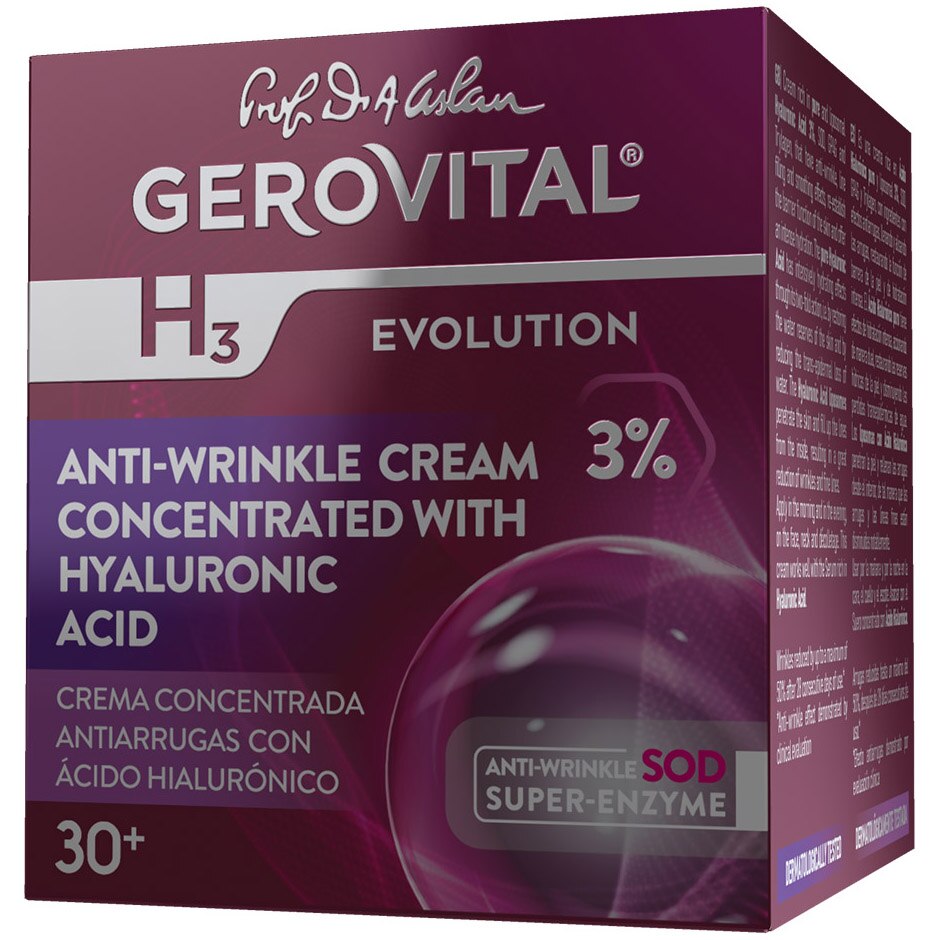 Gerovital H3 Evolution anti-wrinkle cream with hyaluronic acid concentration 3%, 50 ml