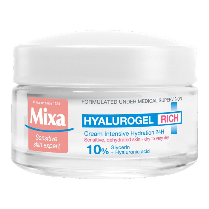 Crema hidratanta Mixa Hyalurogel Rich cu acid hialuronic pentru ten uscat, 50 ml