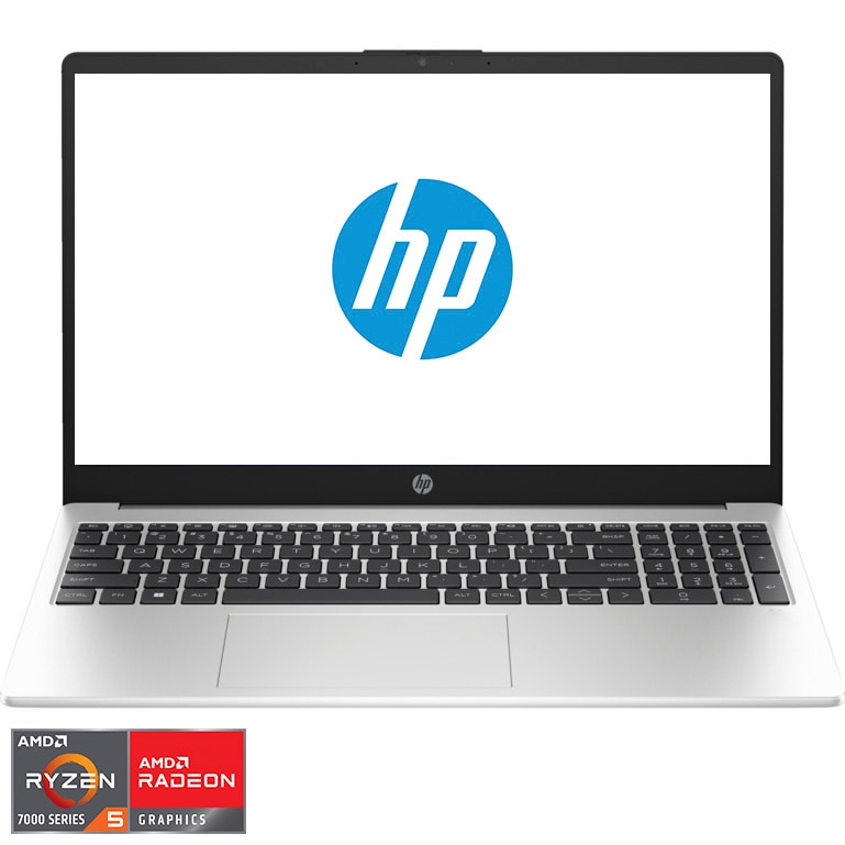 Laptop HP 255 G10 with AMD Ryzen™ 5 7530U processor up to 4.5GHz, 15.6'' Full HD, 16GB DDR4 RAM, 1TB SSD, AMD Radeon™ Graphics, Free DOS, Turbo silver