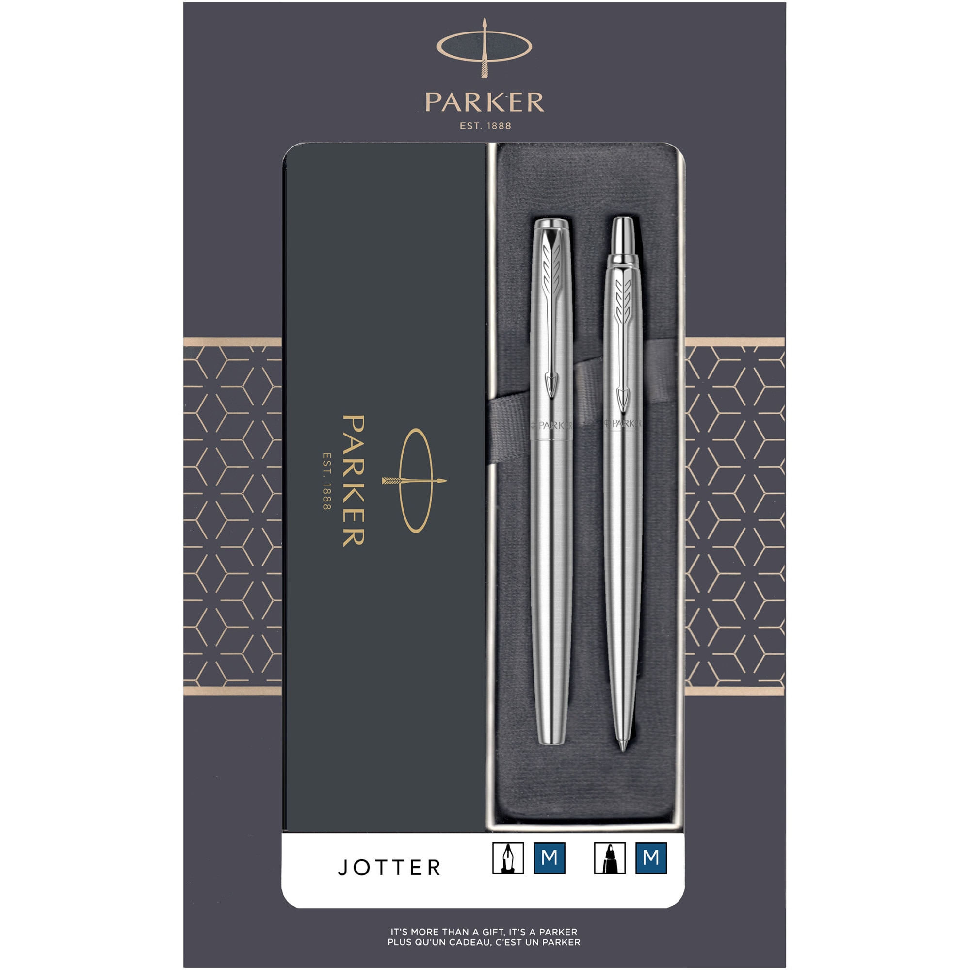 Parker Pen + Jotter Royal SS-CT Ballpoint Pen Set in a windowed gift box