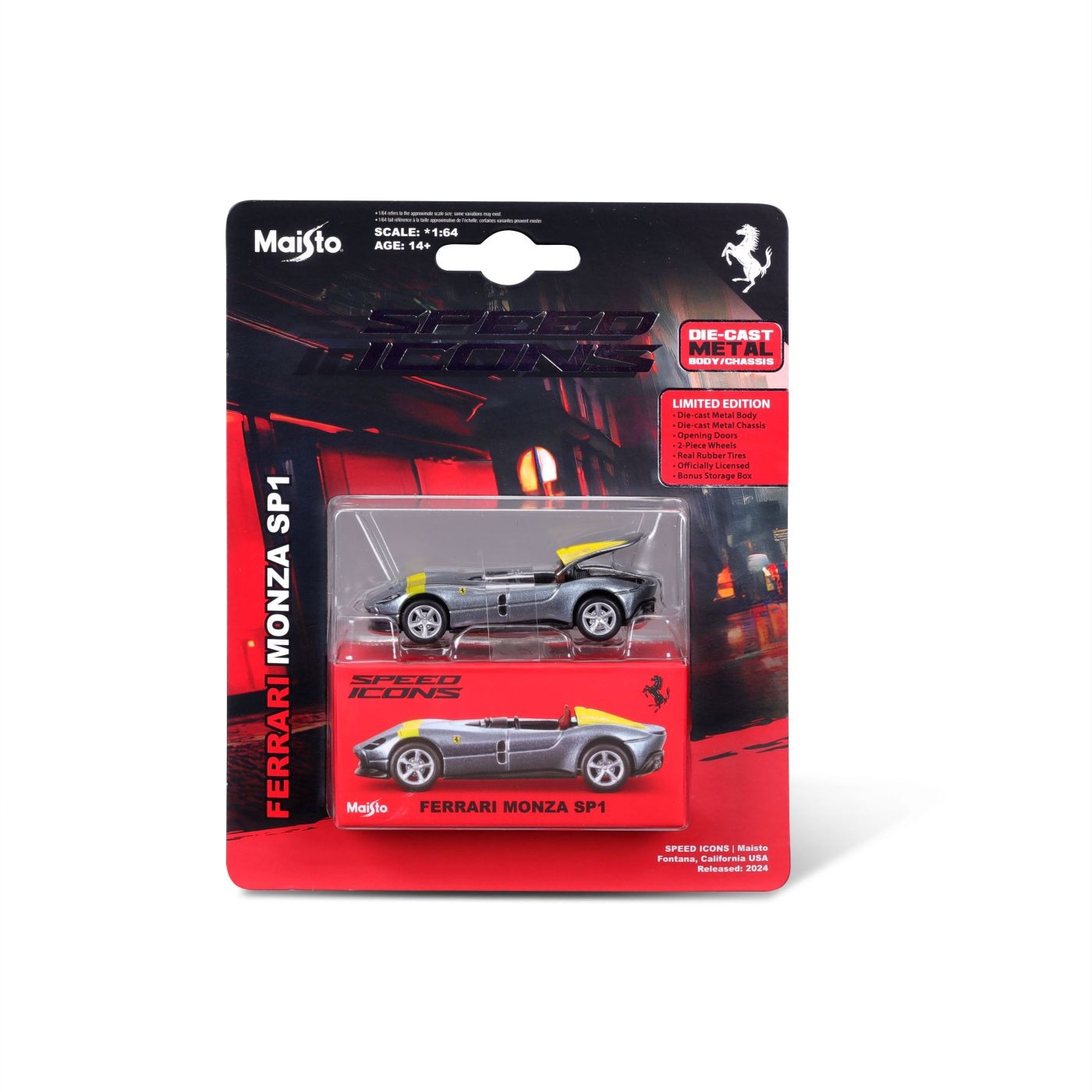 Masinuta Maisto Speed Icons - Ferrari Monza SP1, gri, scara 1:64