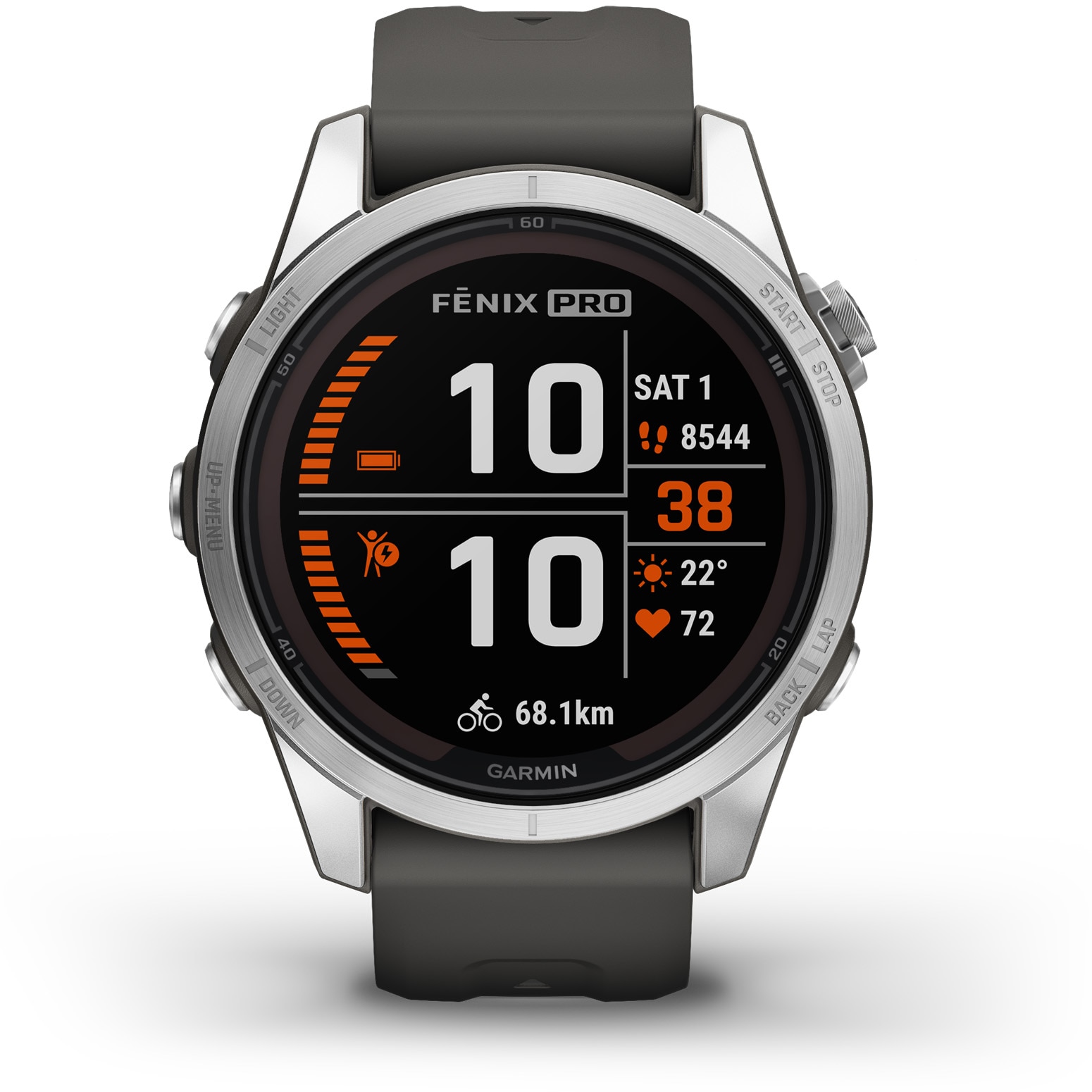 Garmin Fenix 7S Pro Solar Smartwatch, Glass, Graphite Strap, Silver