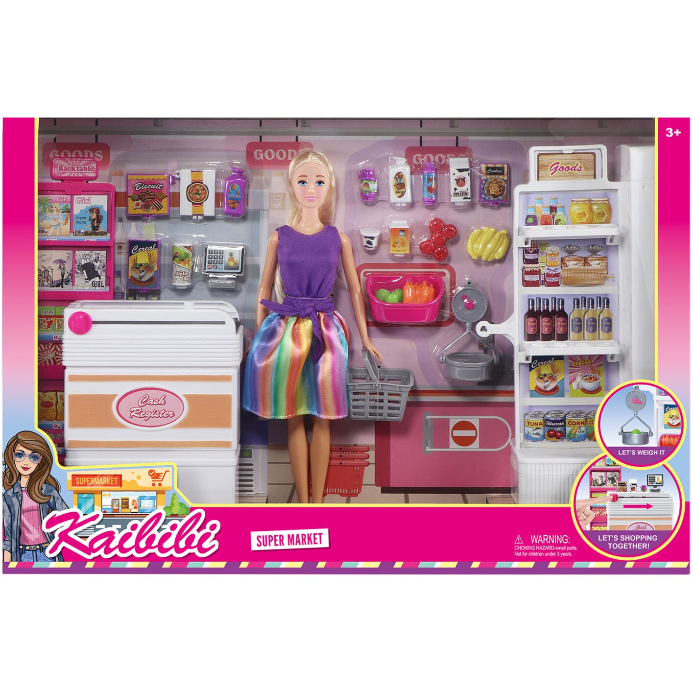 Set papusa Mappy 29 cm, cu accesorii supermarket