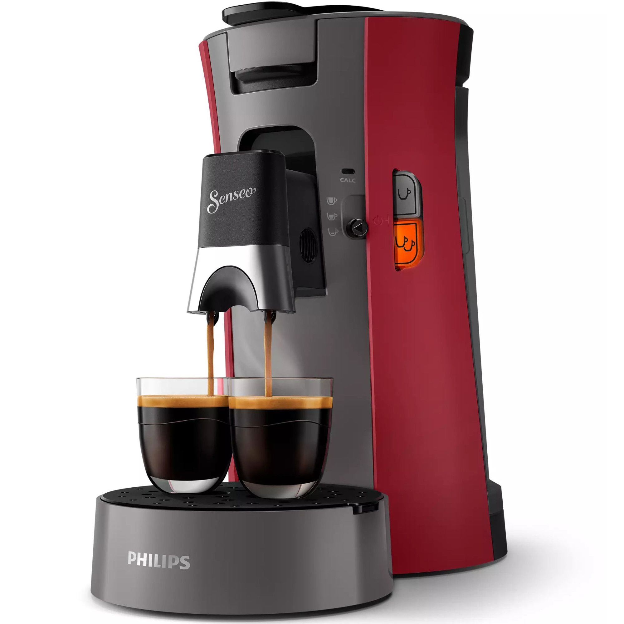 Espressor Philips Senseo Select CSA230/91, Crema Plus, Intensity Plus, 1450 W, capacitate rezervor apa 0.9 l, presiune pompa 1 bar, rosu