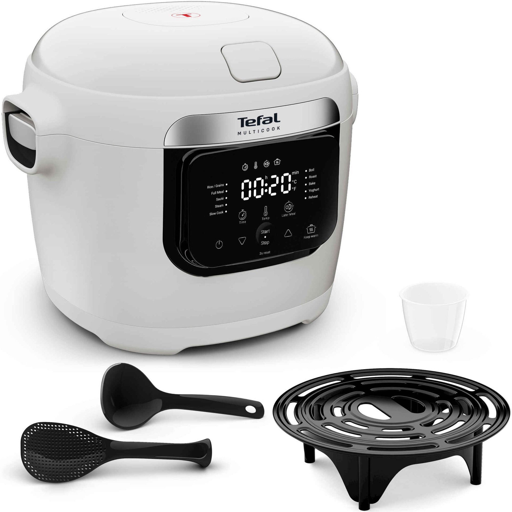 Multicooker Tefal Multicook Basic MY700B30, 700W, 6L, 10 programs, rice, sauté, steam, baking, black &amp; white