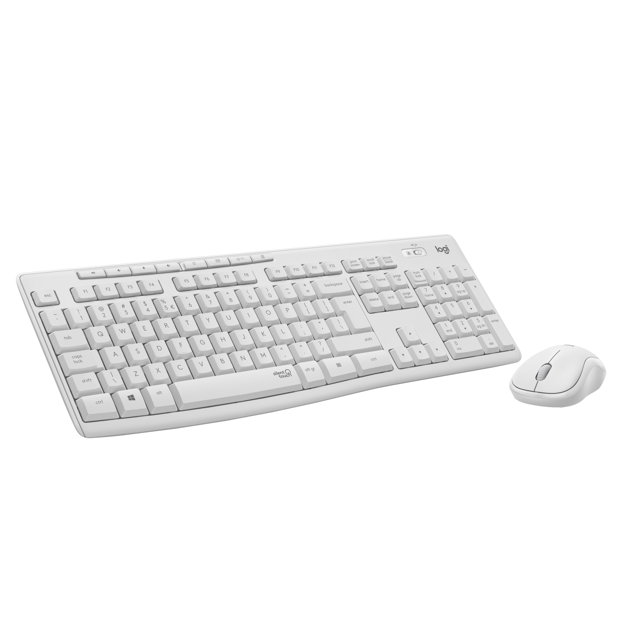 Logitech MK295 Silent Wireless Keyboard and Mouse Kit, Hungarian Layout (920-009873), white