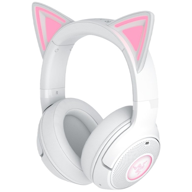 Razer Kraken Kitty V2 BT wireless gaming headset, 2 Razer Chroma™ RGB lighting zones, up to 40h battery life with Type C charging, White
