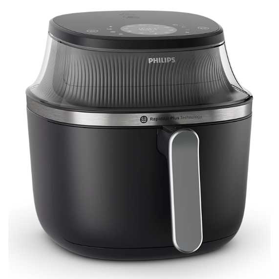 Philips Airfryer Series 3000 NA341/00 oil-free fryer, compact digital, 2000 W, 7.2L capacity, digital display, window, 16-in-1 cooking functions, 12 preset programs, easy cleaning, Color: black with silver handle.