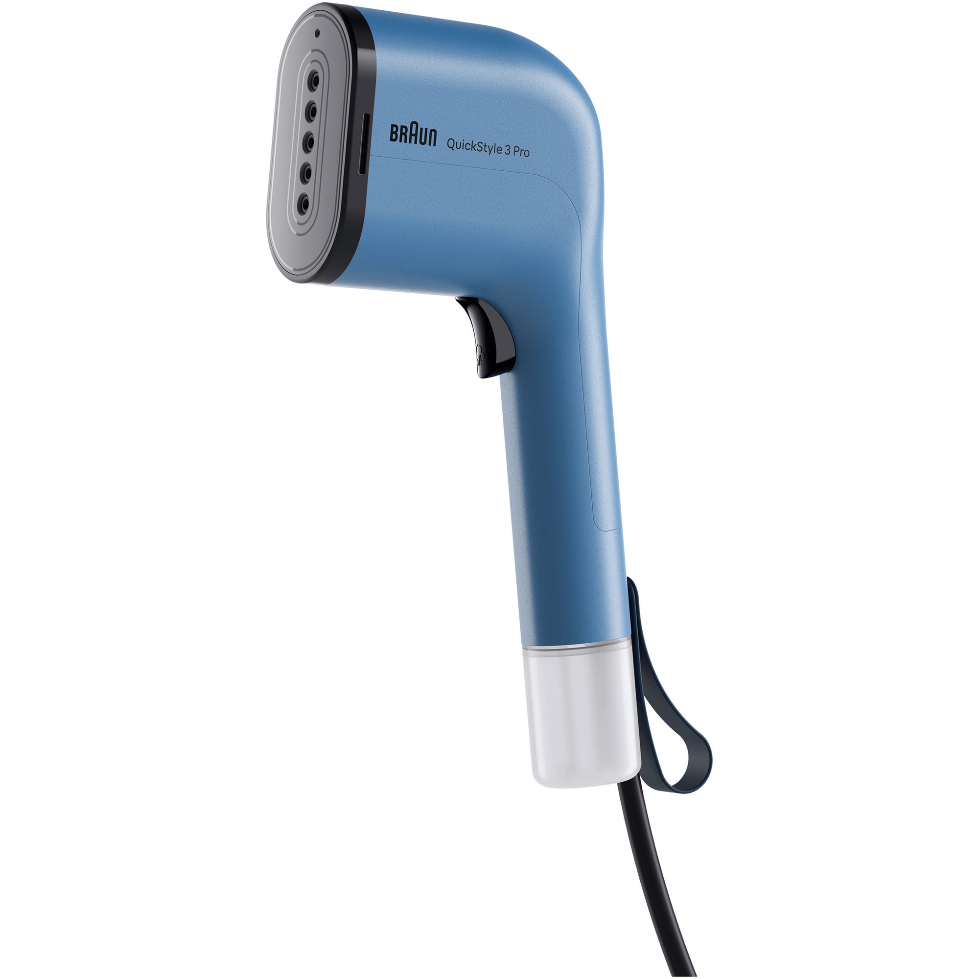 BRAUN GS3024BL vertical steam iron, 1100W, variable steam 22 g/min, 2 removable tanks 70 + 120 ml, FastSteam technology, iCare technology, fast heating 30 sec, travel case, brush, lint accessory, blue