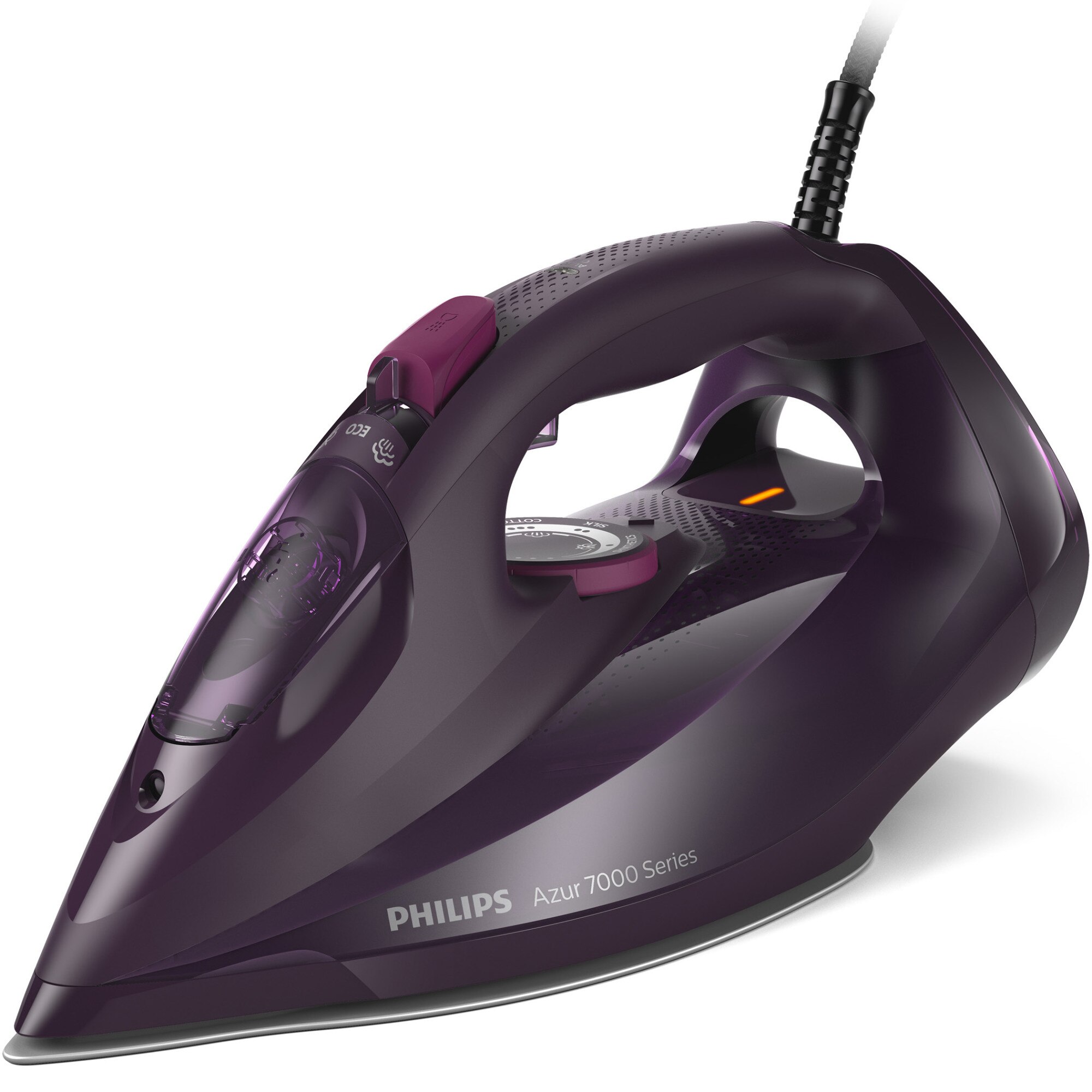Philips Azur DST7061/30 iron, 3000W, 55g/min steam output and 250g steam boost, SteamGlide Elite soleplate, 300ml tank and automatic cleaning system with integrated limescale tank, automatic safety shut-off, purple