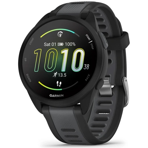 Smartwatch Garmin Forerunner 165, Silicone strap, Black/Slate Grey