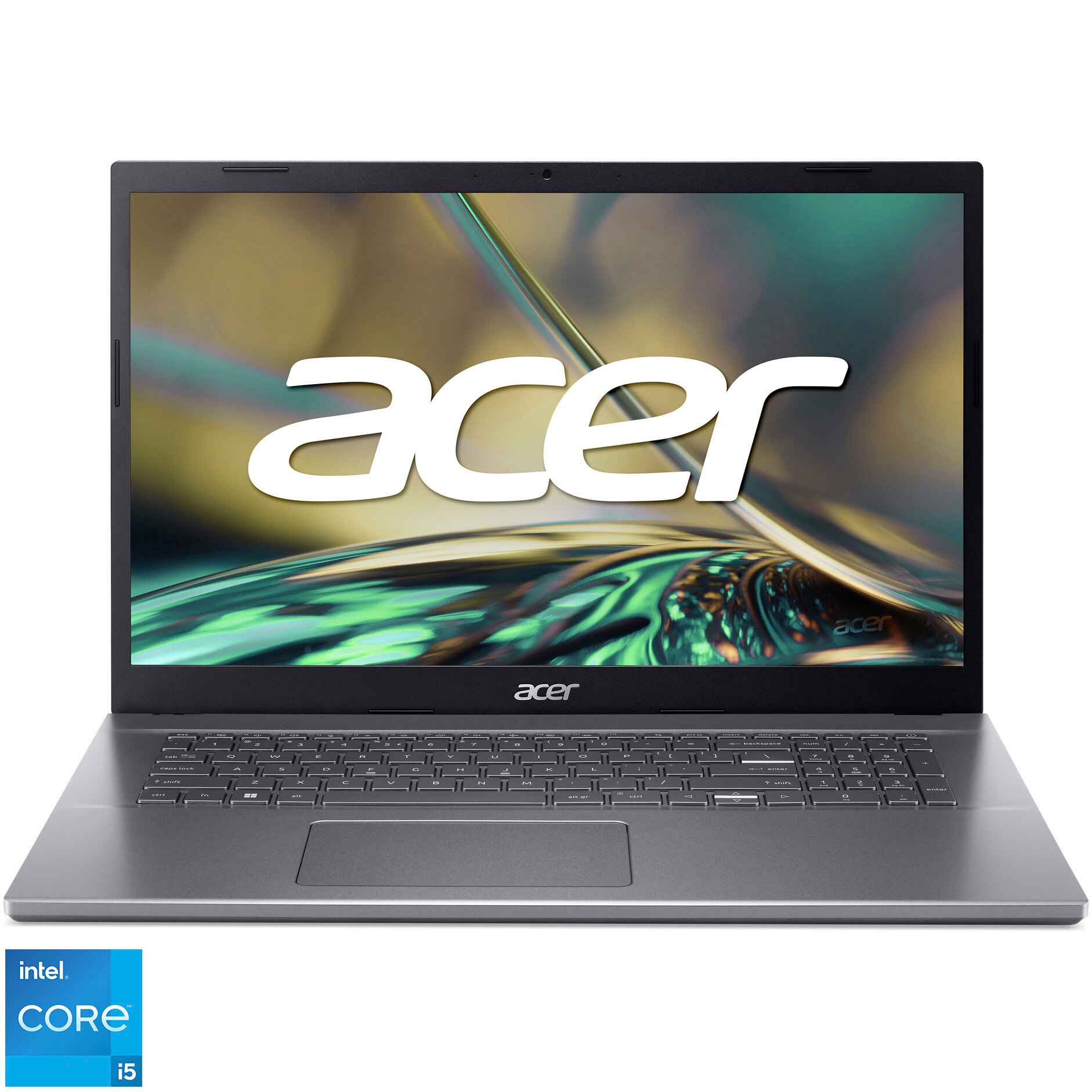 Laptop Acer Aspire 5 A51753510M cu procesor Intel Core i512450H pana la 44 GHz, 173", Full HD, IPS, 16GB DDR4, 512GB SSD, Intel UHD Graphics, NO OS, Steel Gray
