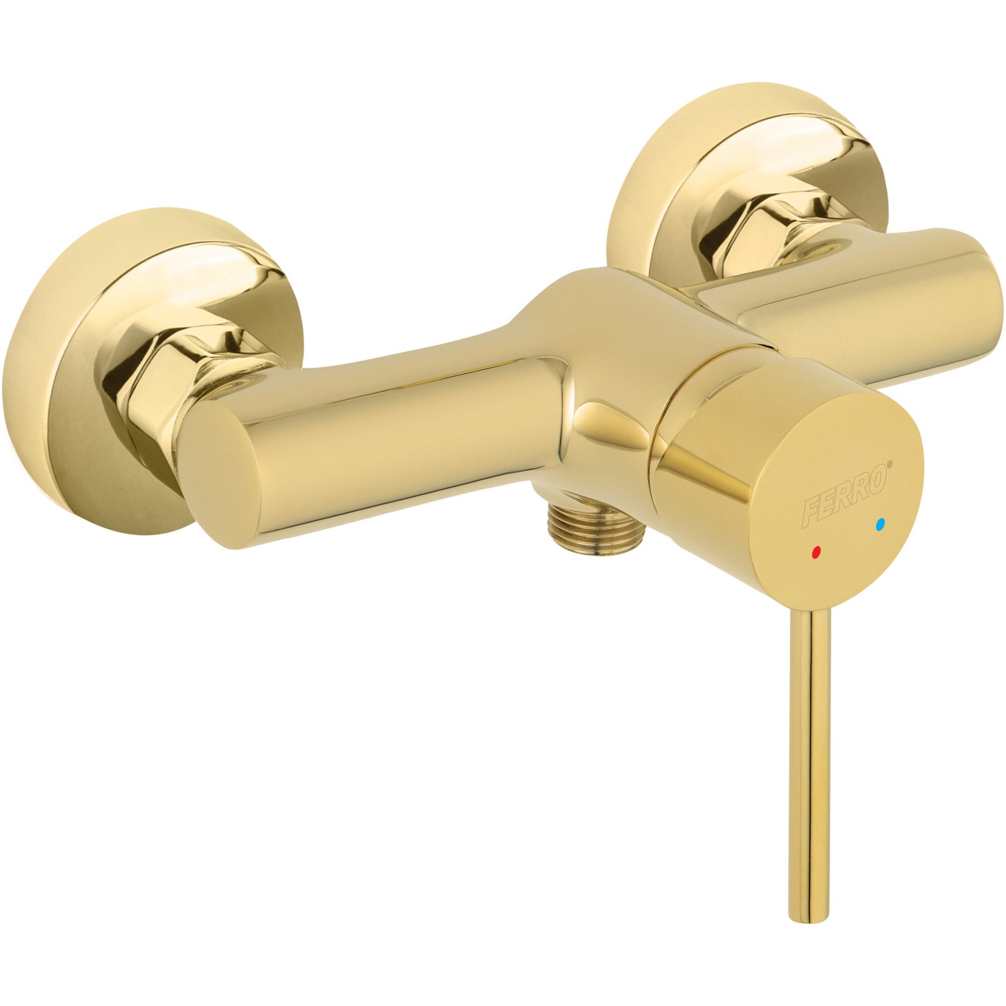 Baterie cabina dus, Ferro, Fiesta, montaj perete, cartus ceramic 40 mm, alama sanitara, auriu