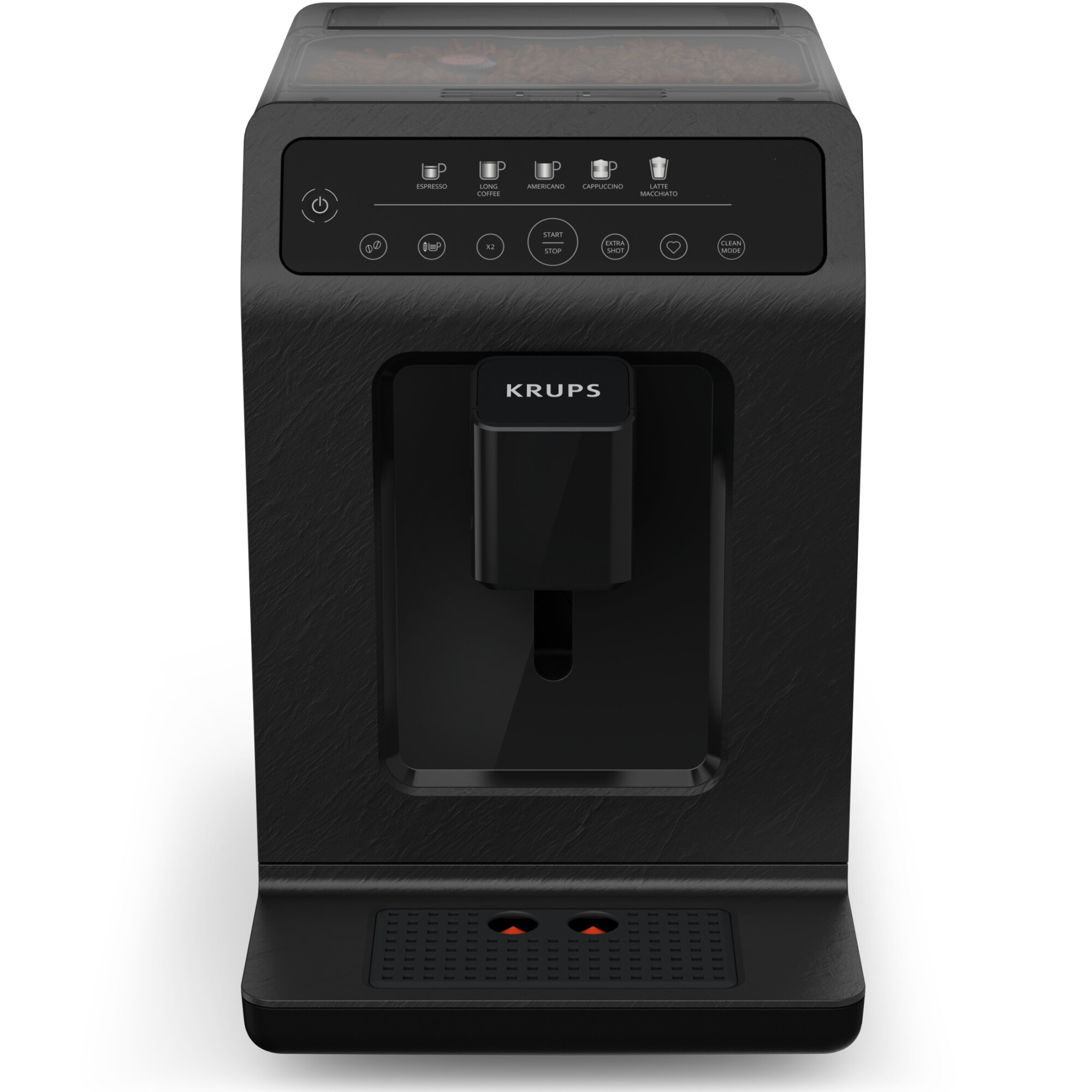 Krups Evidence Eco Design EA8968E0 automatic espresso machine, 1450W, 15 bars, 12 recipes, 260g coffee tank, 2.3L removable water tank, 3 temperature settings, 5-speed grinder, automatic shut-off, black