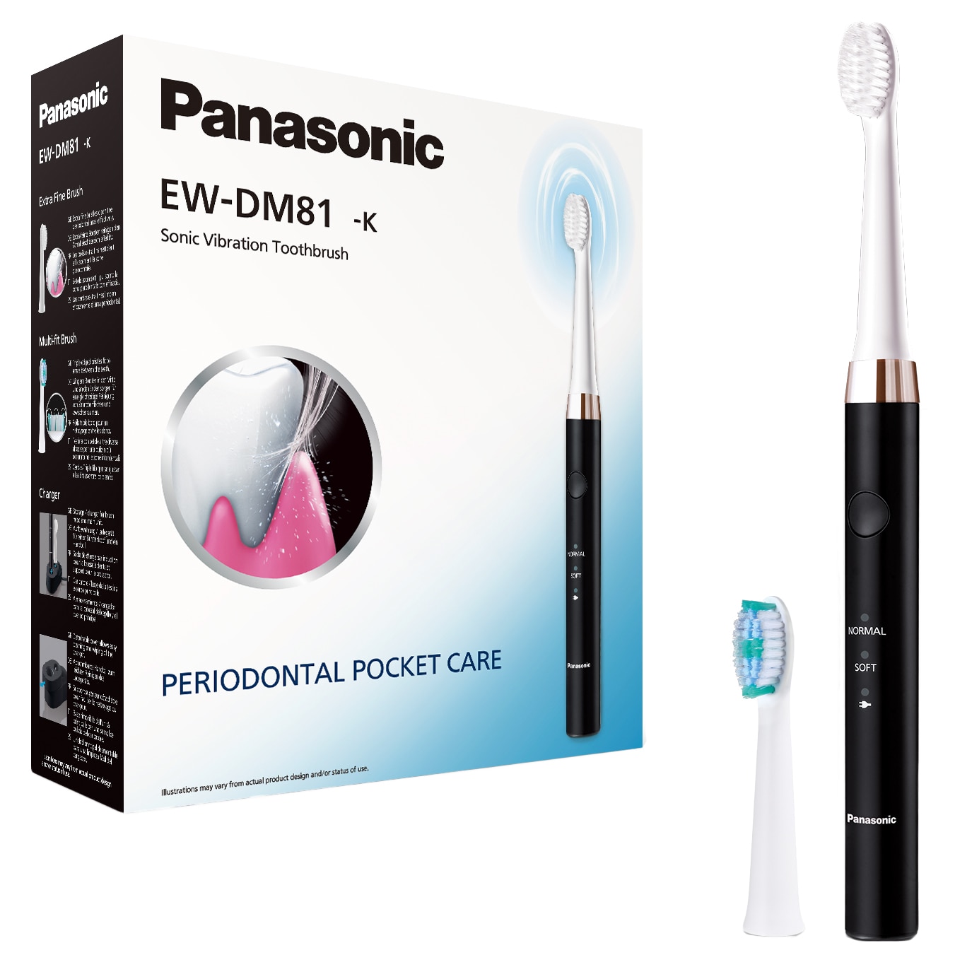Panasonic Sonic vibration toothbrush EWDM81K503, 31000 oscillations, Black