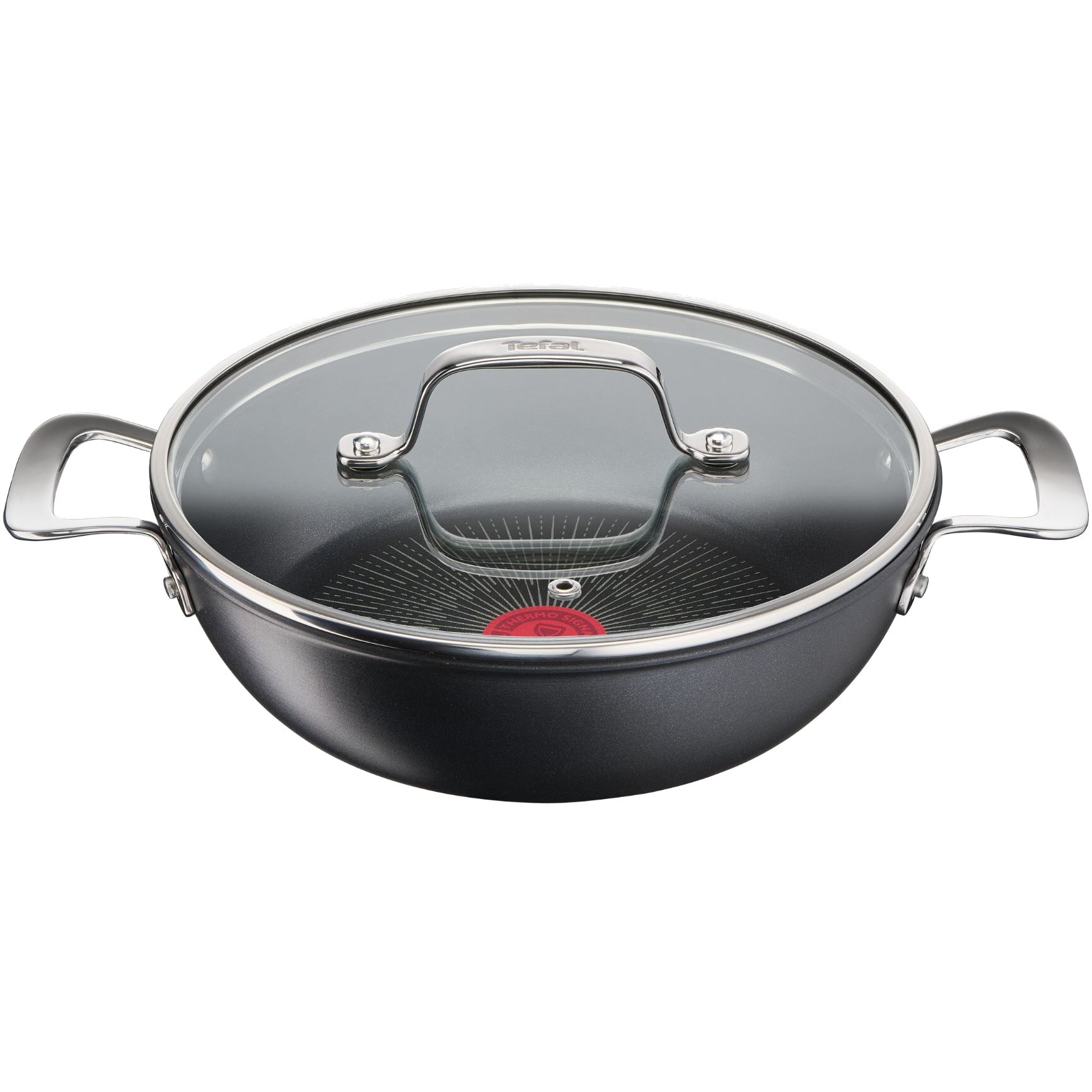 Cratita adanca cu capac TEFAL Unlimited, 26 cm, negru, inductie, indicator Thermo Signal