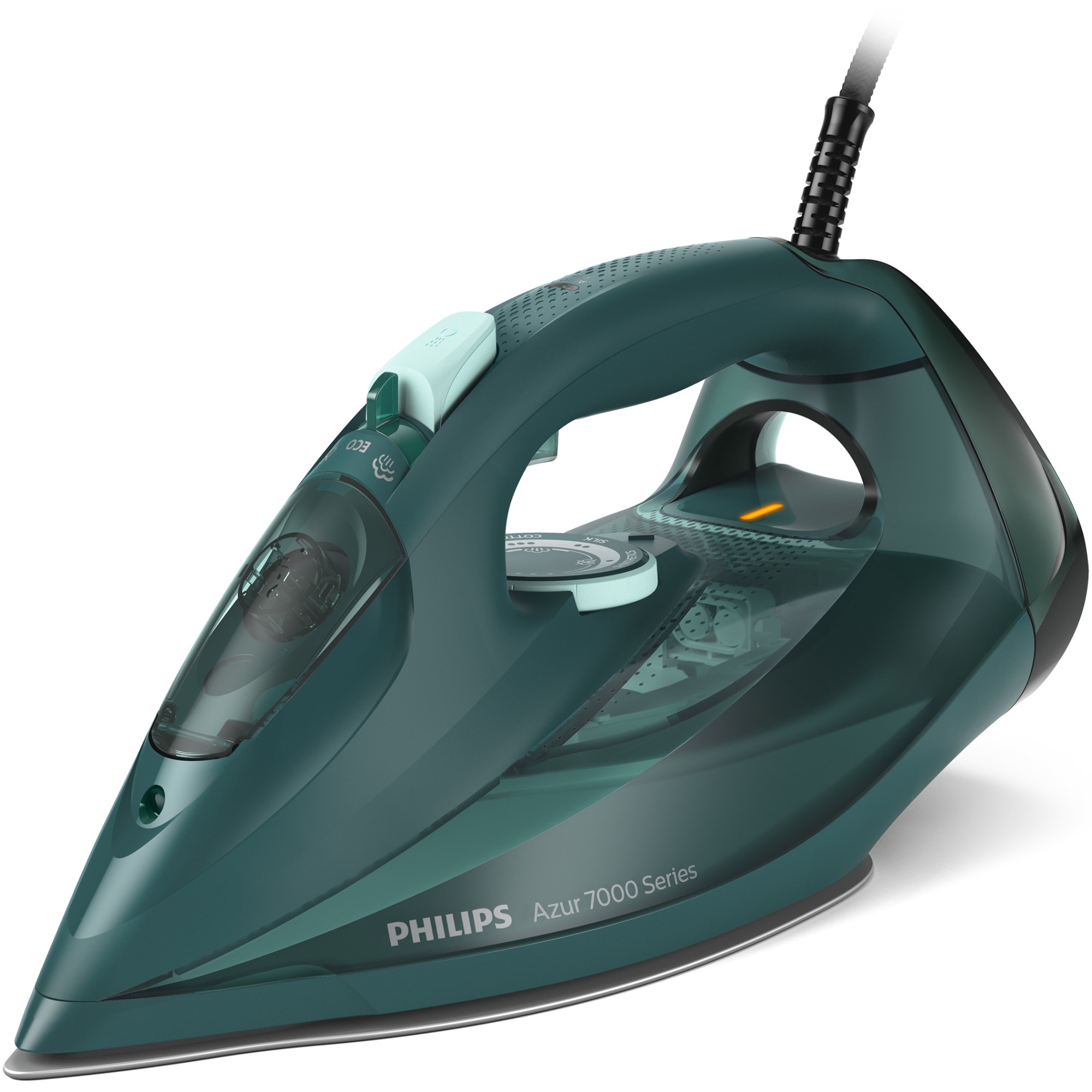 Philips Azur DST7050/70 iron, 2800W, 50g/min continuous steam output and 250g steam boost, SteamGlide Elite soleplate, 300ml tank and automatic cleaning system with integrated limescale tank, automatic safety shut-off, green