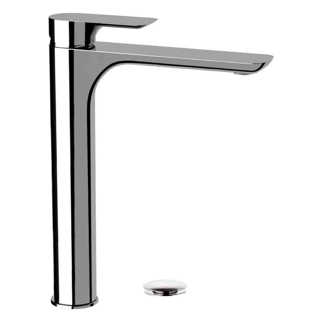 Baterie lavoar Idrobric Sofia, pipa inalta, crom, cartus ceramic Ø 35 mm, ventil click-clack 1”1/4.