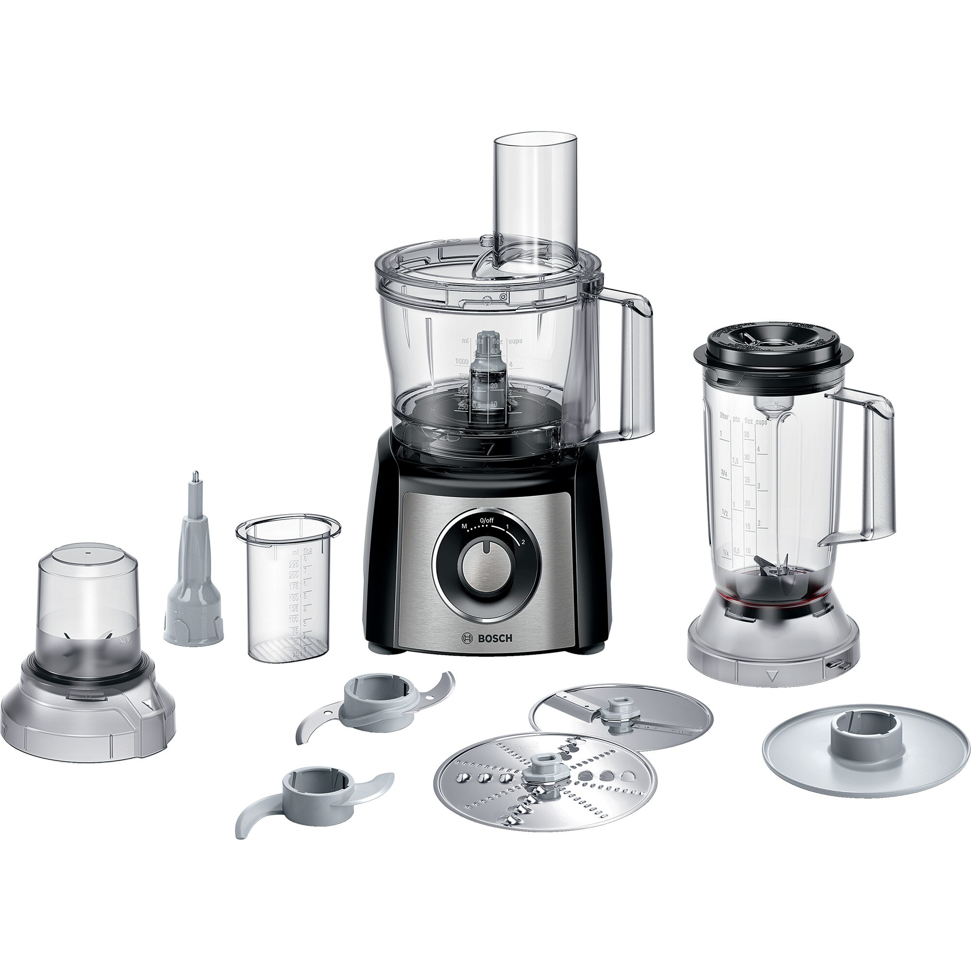 Bosch MultiTalent 3 Plus MCM3PM386 food processor, 900 W, 2 speeds + Pulse, 2.3 l bowl, Black/silver