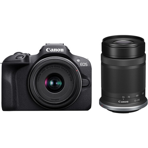 Aparat foto Mirrorles Canon EOS R100 + RF-S 18-45mm f/4.5-6.3 IS STM Lens + RF-S 55-210mm f/5-7.1 IS STM