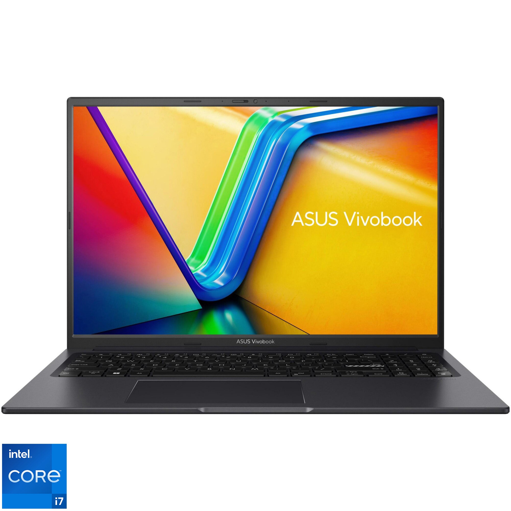 Laptop ASUS Vivobook 16X OLED K3604ZA cu procesor Intel Core i71260P pana la 470 GHz, 16'', 4K, OLED, 16GB, 512GB SSD, Intel Iris Xe Graphics, No OS, Indie Black