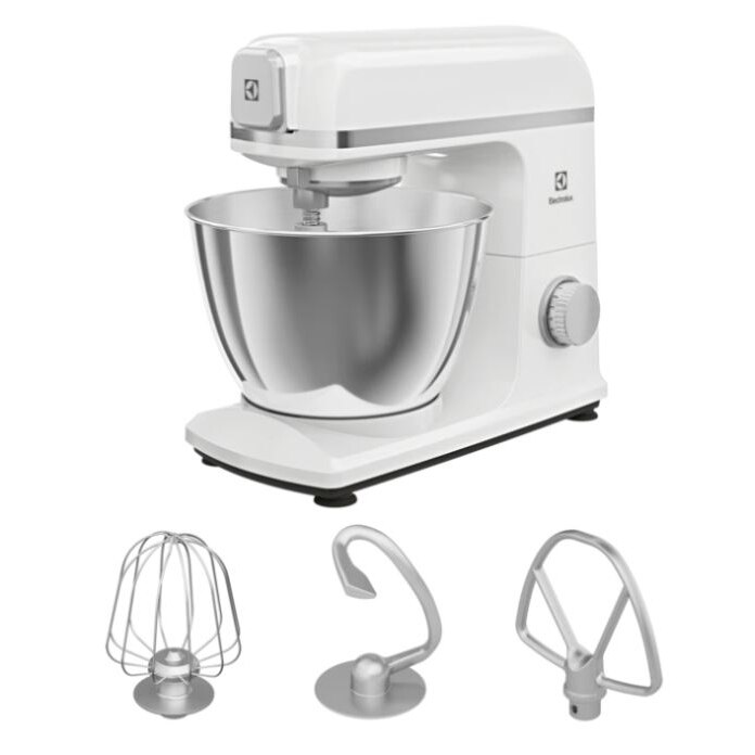 ELECTROLUX E5KM14SWB food processor, 1200W, 6 speed steps, Pulse function, metal body, stainless steel bowl 5l, white
