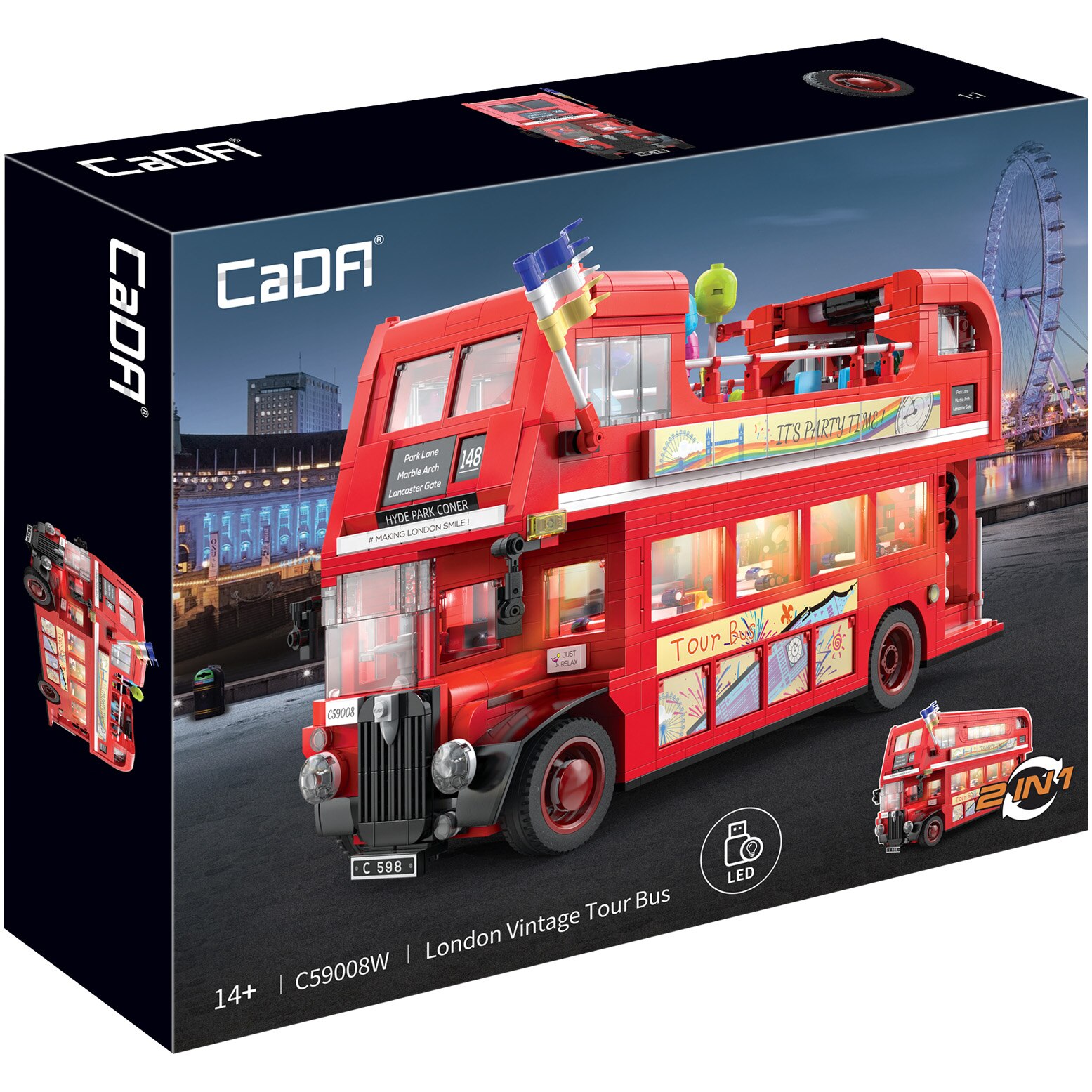 Set constructie CaDa - London Tour Bus, 1770 piese