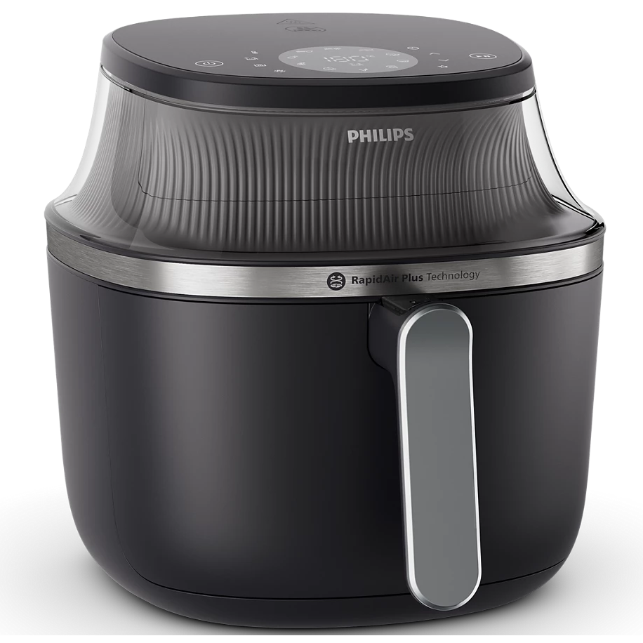 Philips Airfryer Series 3000 NA331/00 oil-free fryer, compact digital, 1700 W, 6.2L capacity, digital display, window, 16-in-1 cooking functions, 12 preset programs, easy cleaning, Color: black with silver handle.