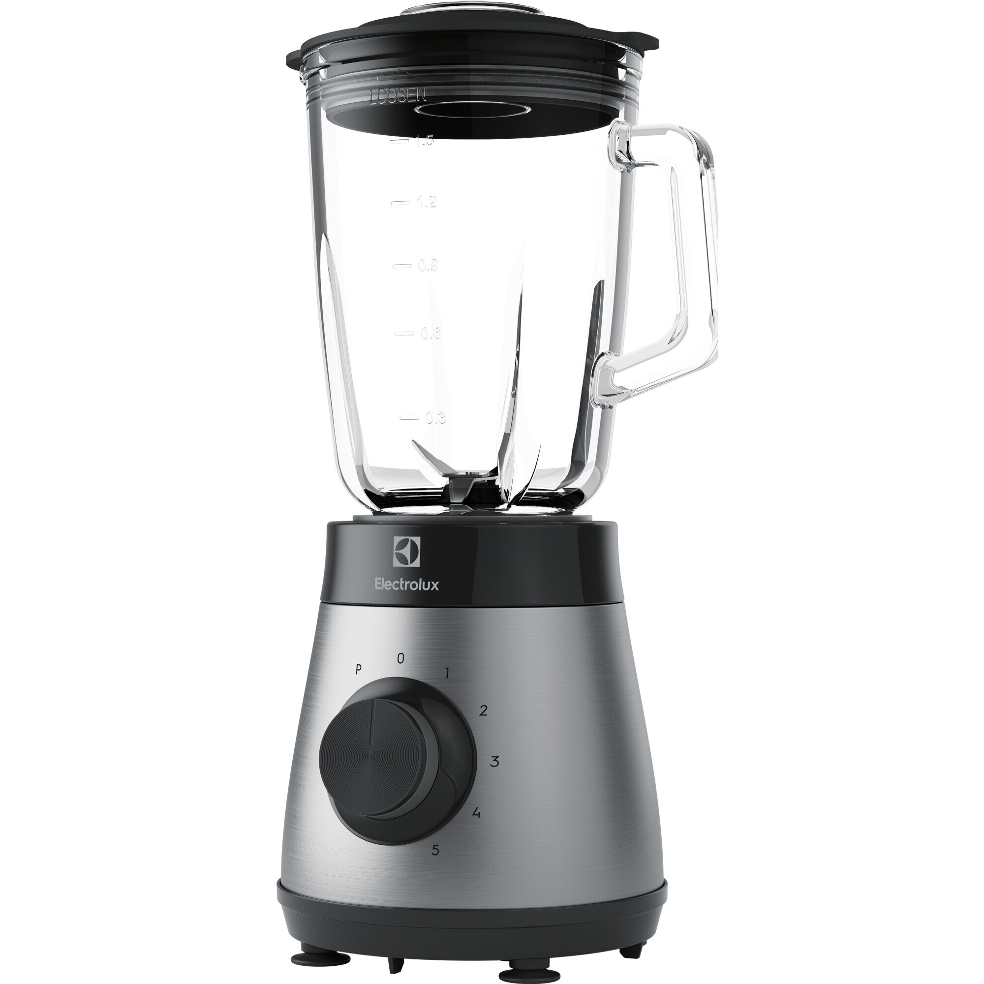 Blender Electrolux E4TB16ST, 800W, 1.5 l, 5 speeds + Pulse, 4 stainless steel blades, heat-resistant glass cup, black stainless steel