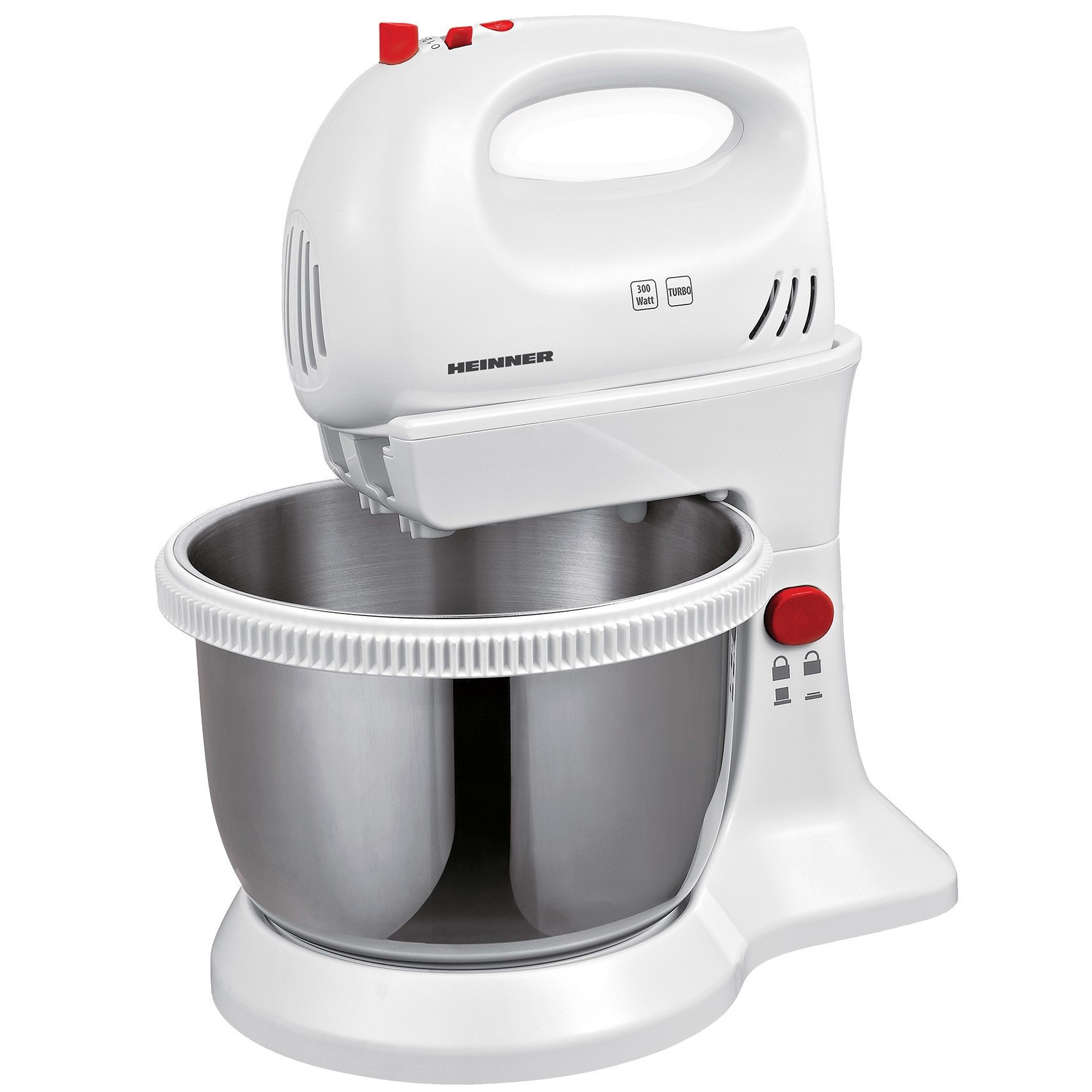 Heinner HMBR-300W Bowl Mixer, Stainless Steel Rotating Bowl, 300W, 3.4L, White