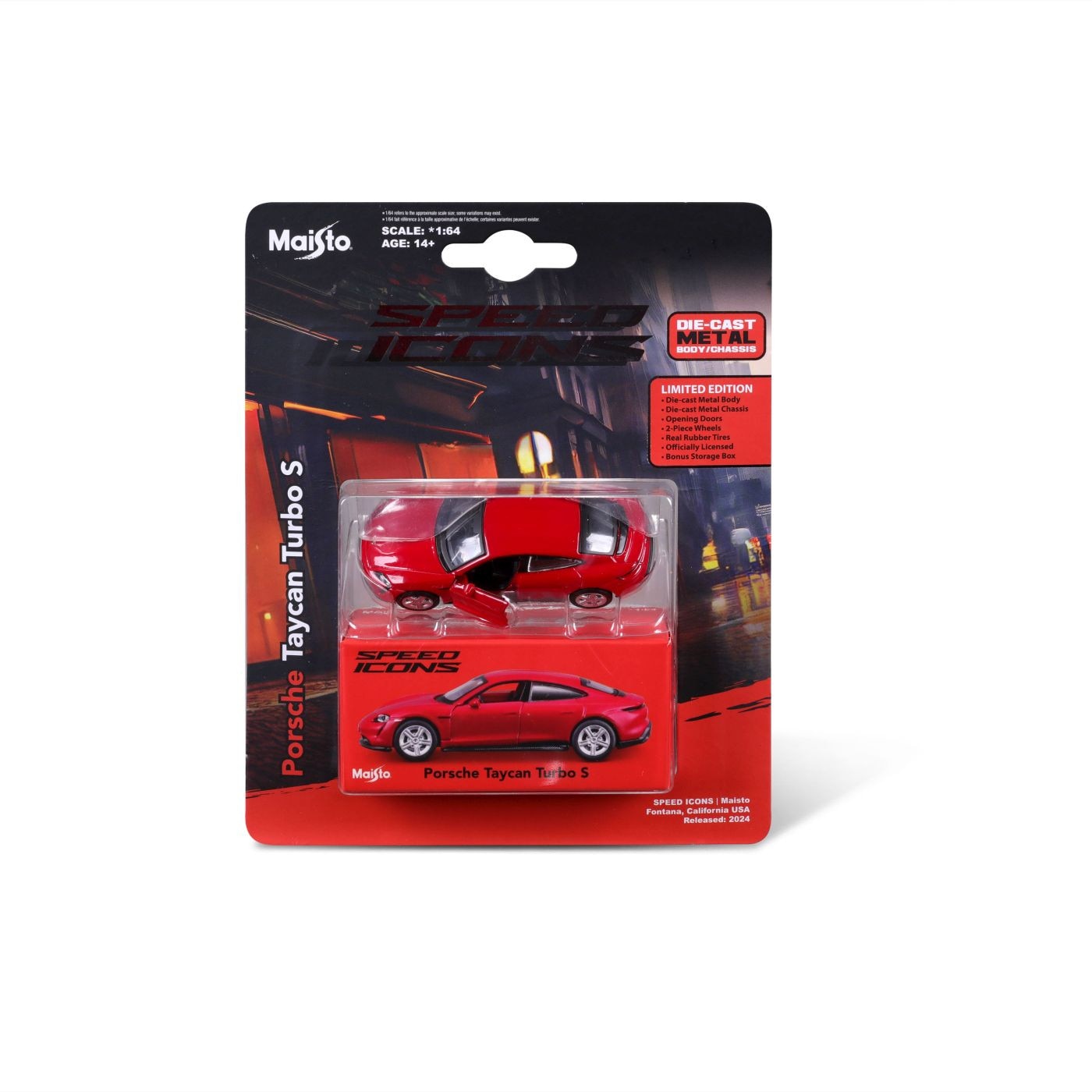 Masinuta Maisto Speed Icons - Porsche Taycan Turbo S, rosu, scara 1:64