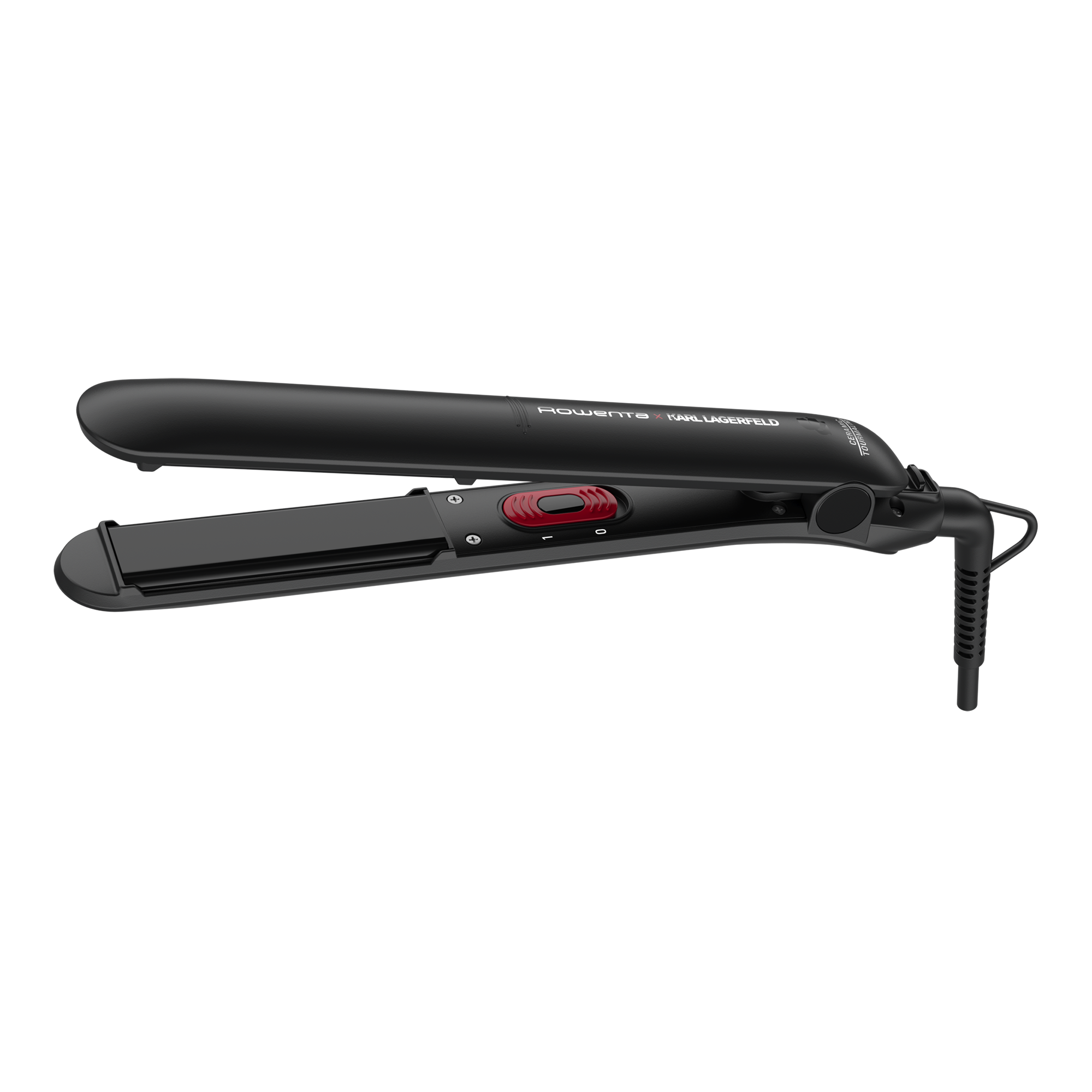 EasyLiss Karl Lagerfeld SF161LF0 hair straightener, Ceramic Tourmaline, 200 C, smart plates, Straight &amp; Curl function, fast heating, 18m cable, black&amp;red