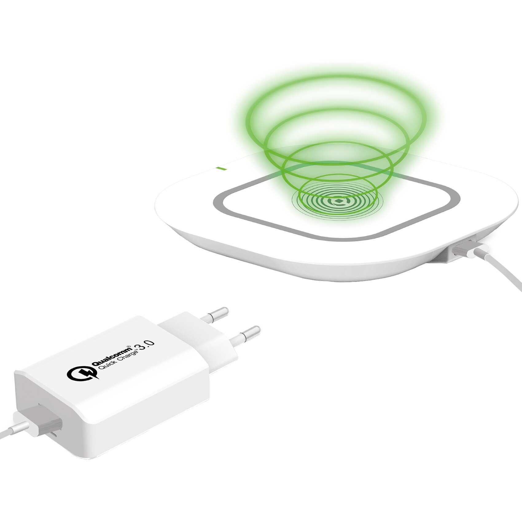 Incarcator wireless Celly, Adaptor retea Qualcomm 3.0, Pad Wireless, Cablu Type C, Alb