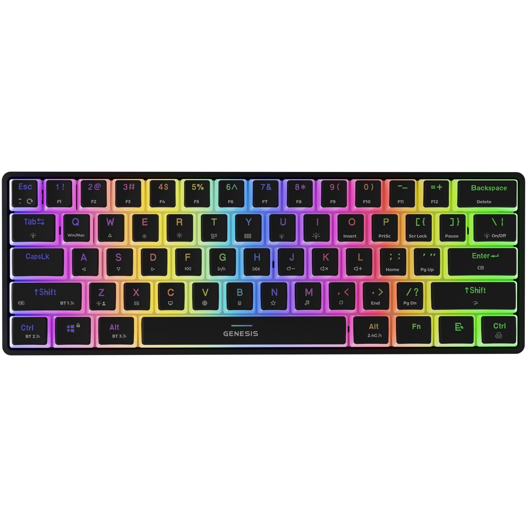 Tastatura Mecanica Wireless Gaming Genesis THOR 660 G2, GATERON RED Switch, Bluetooth, FULL Anti-Ghosting, Taste Iluminate RGB LED, Bluetooth, 2.4GHZ, USB, Negru