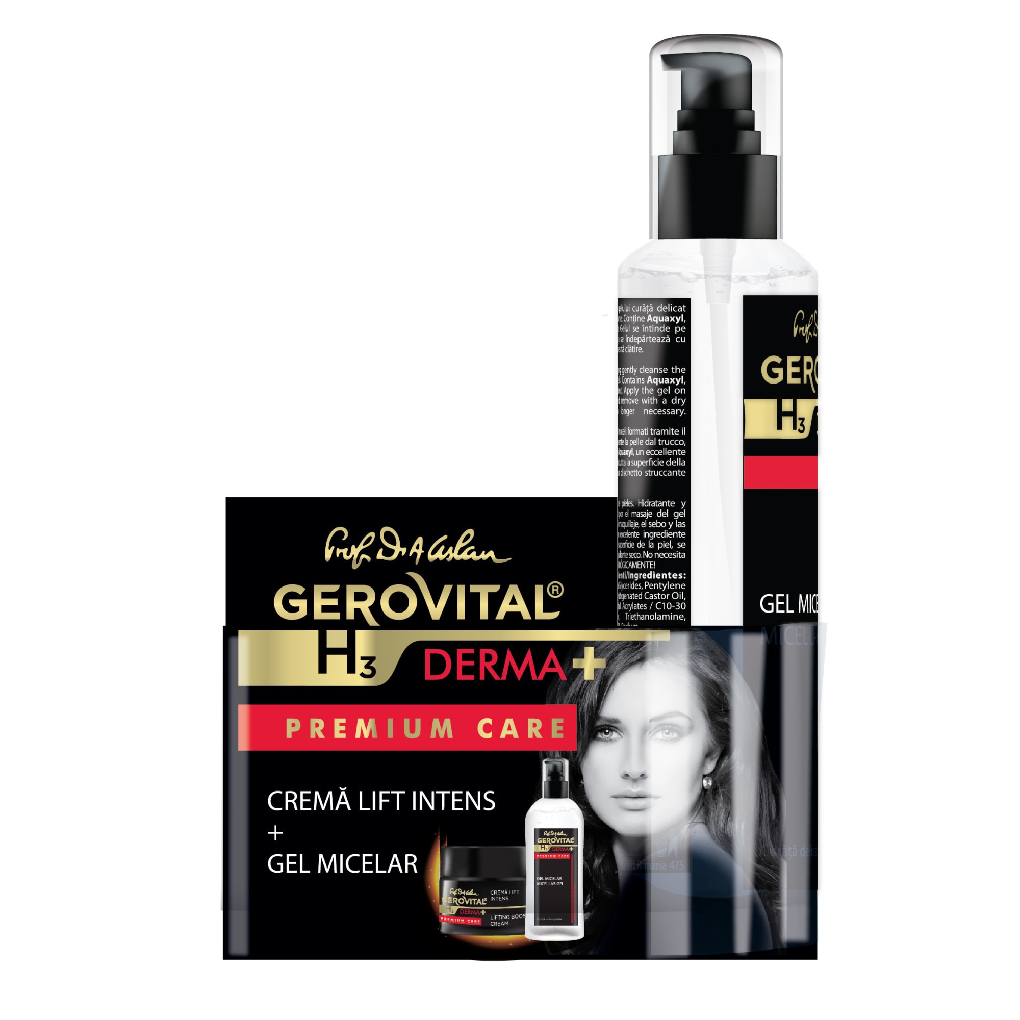 Gift package Gerovital H3 Intense Lift Cream, 50 ml + Micellar Gel, 150 ml