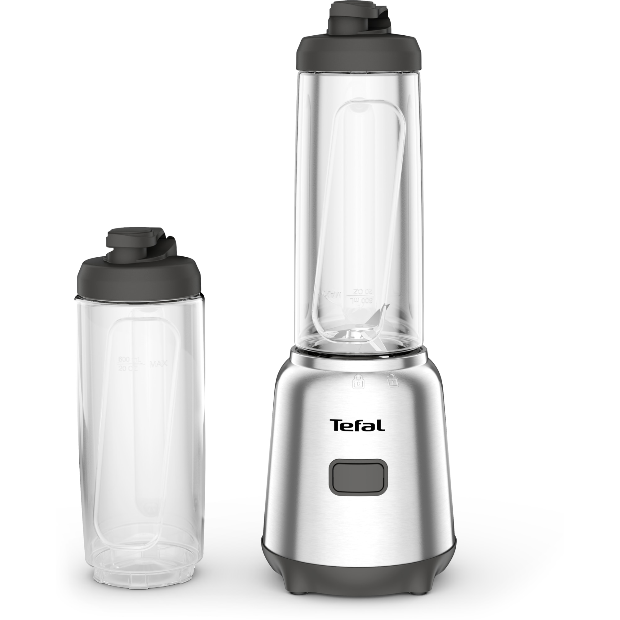Blender Tefal Mix &amp; Move BL15FD30, 300W, 0.6L, 4 removable blades, 2 portable Tritan containers with lids, silver