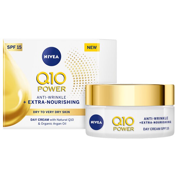 Crema de zi Nivea Q10 Power antirid plus intensiv hidratanta, pentru ten uscat, SPF 15, 50 ml