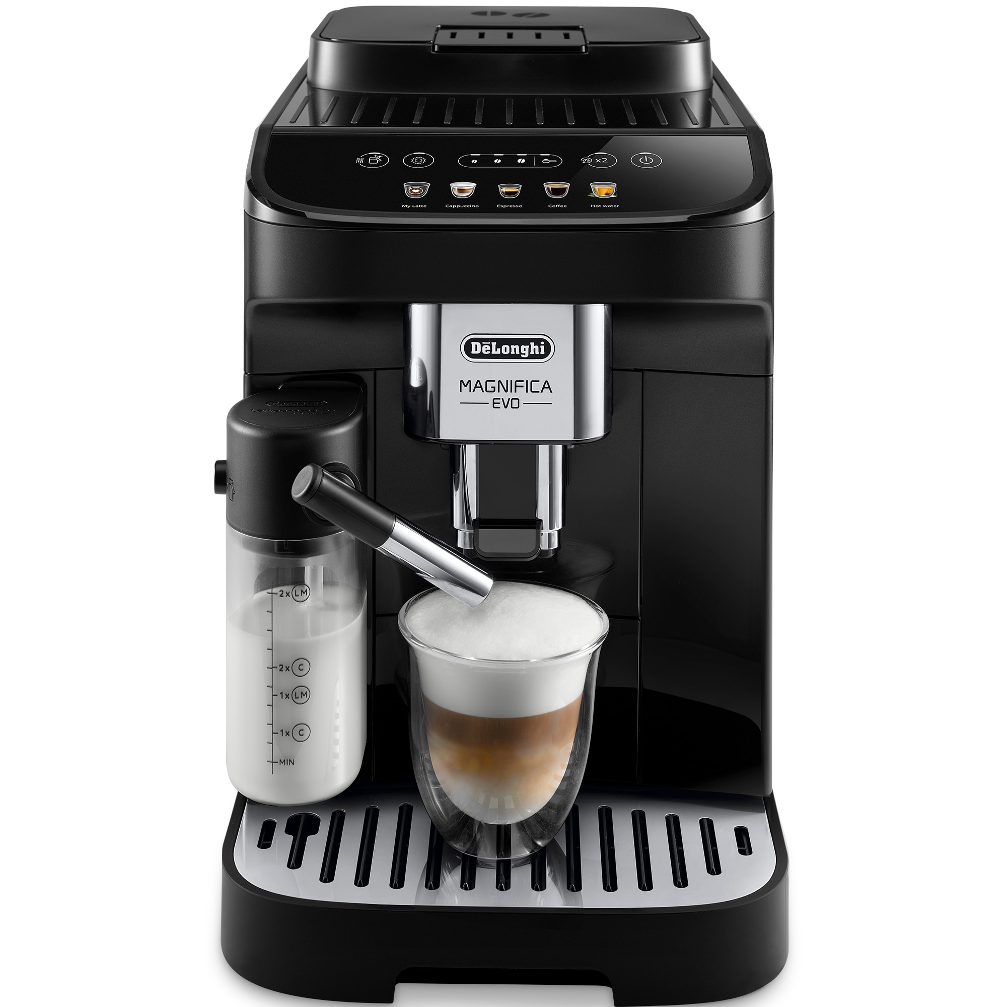 Espressor automat De'Longhi Magnifica Evo ECAM 290.61.B, 1450W, 6 tipuri de bauturi, 15 bari, Carafa pentru lapte, Sistem LatteCrema, Rasnita cu 13 setari, Negru
