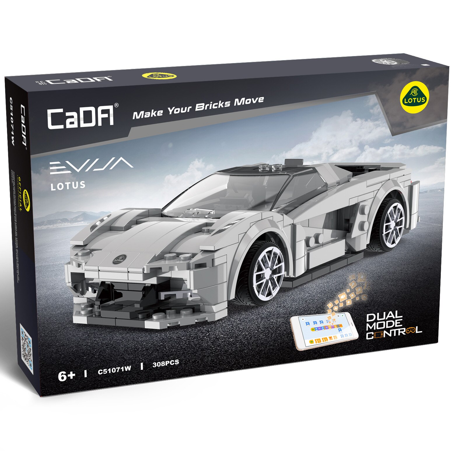 Set constructie CaDa - Masinuta Lotus, cu telecomanda si aplicatie telefon, 308 piese