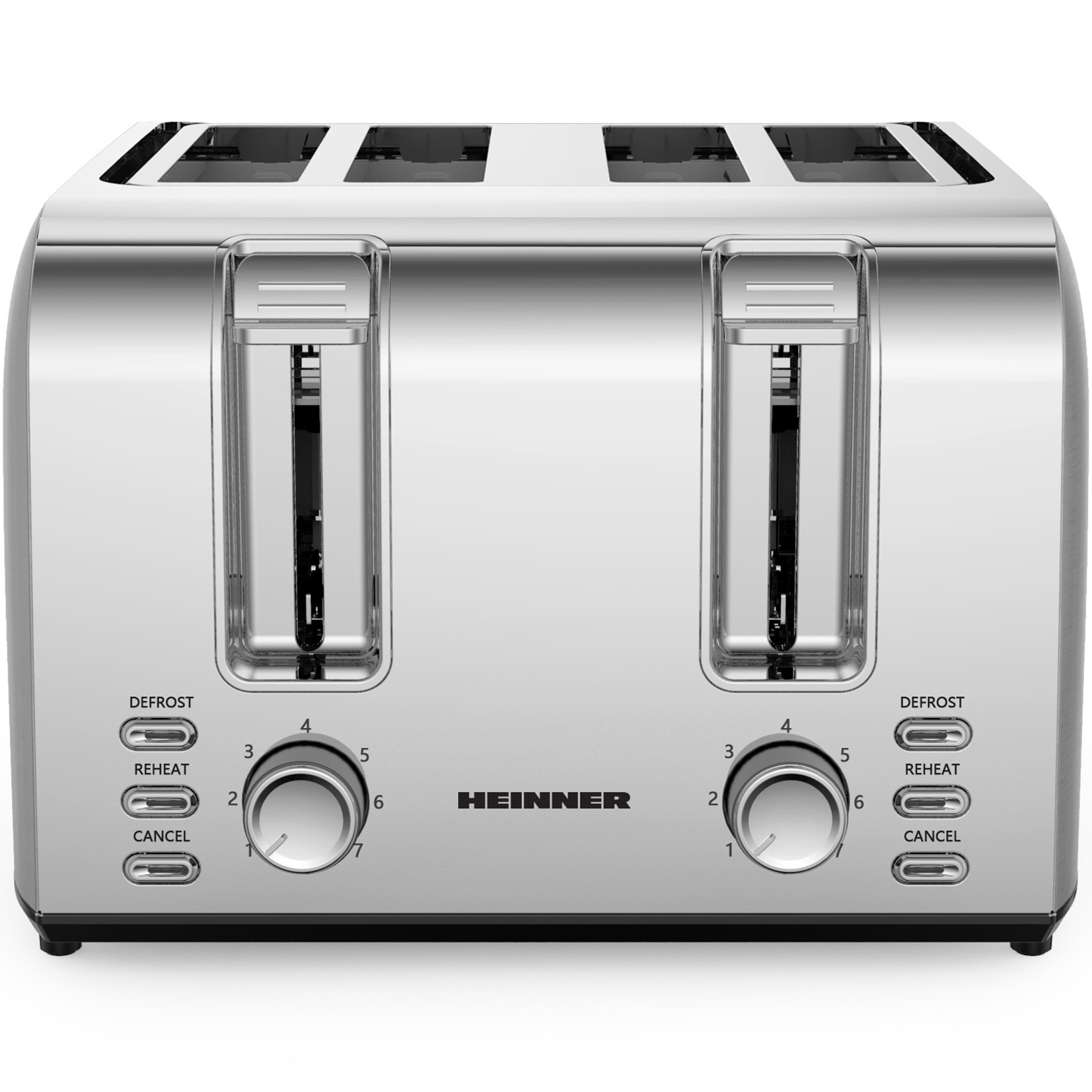 Prajitor de paine Heinner HTP-4S1500SS , 1500w, capacitate 4 felii, 7 niveluri de rumenire, Gri