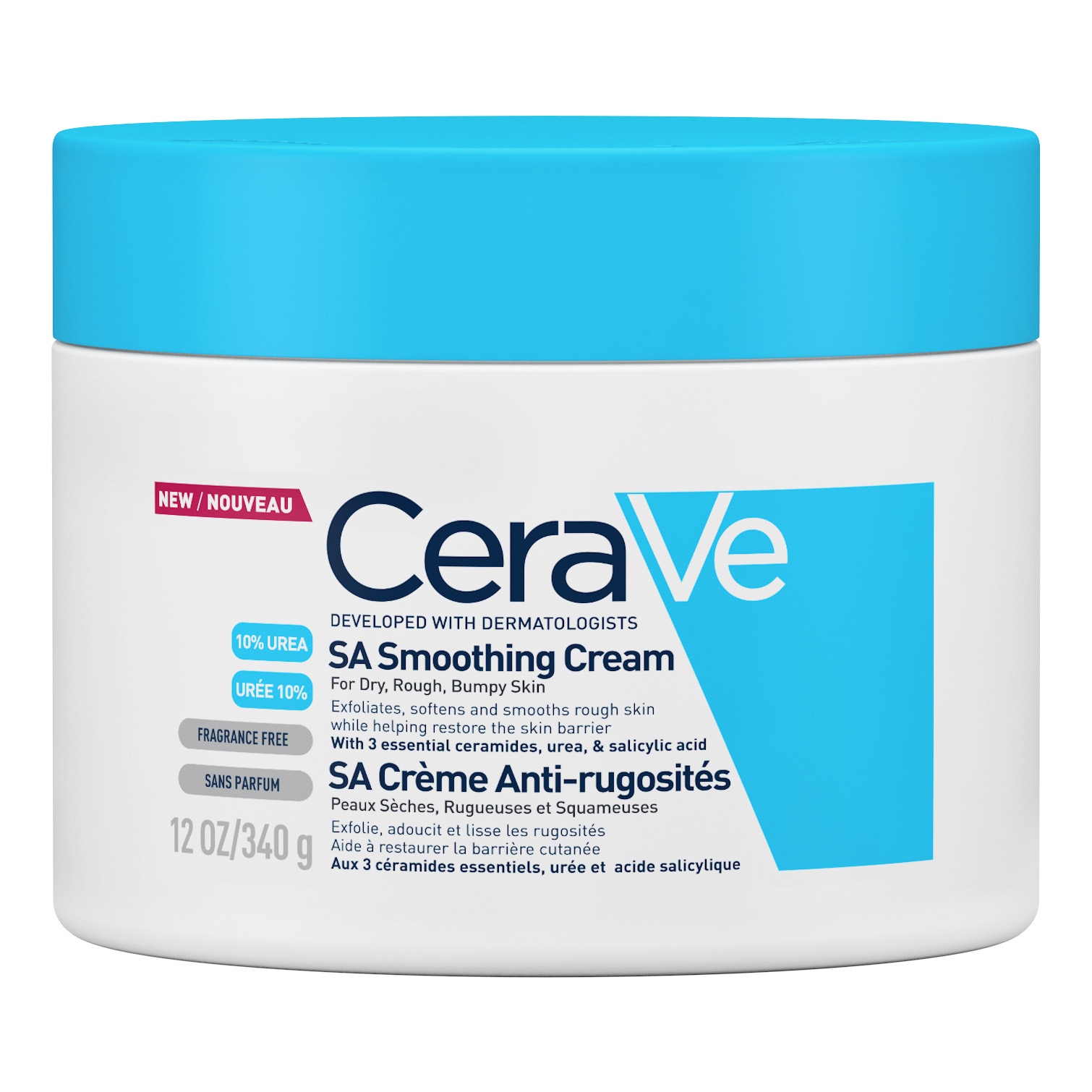 Crema hidratanta si exfolianta pentru corp CeraVe SA cu acid salicilic si acid hialuronic, pentru pielea uscata, aspra, cu rugozitati, 340gr