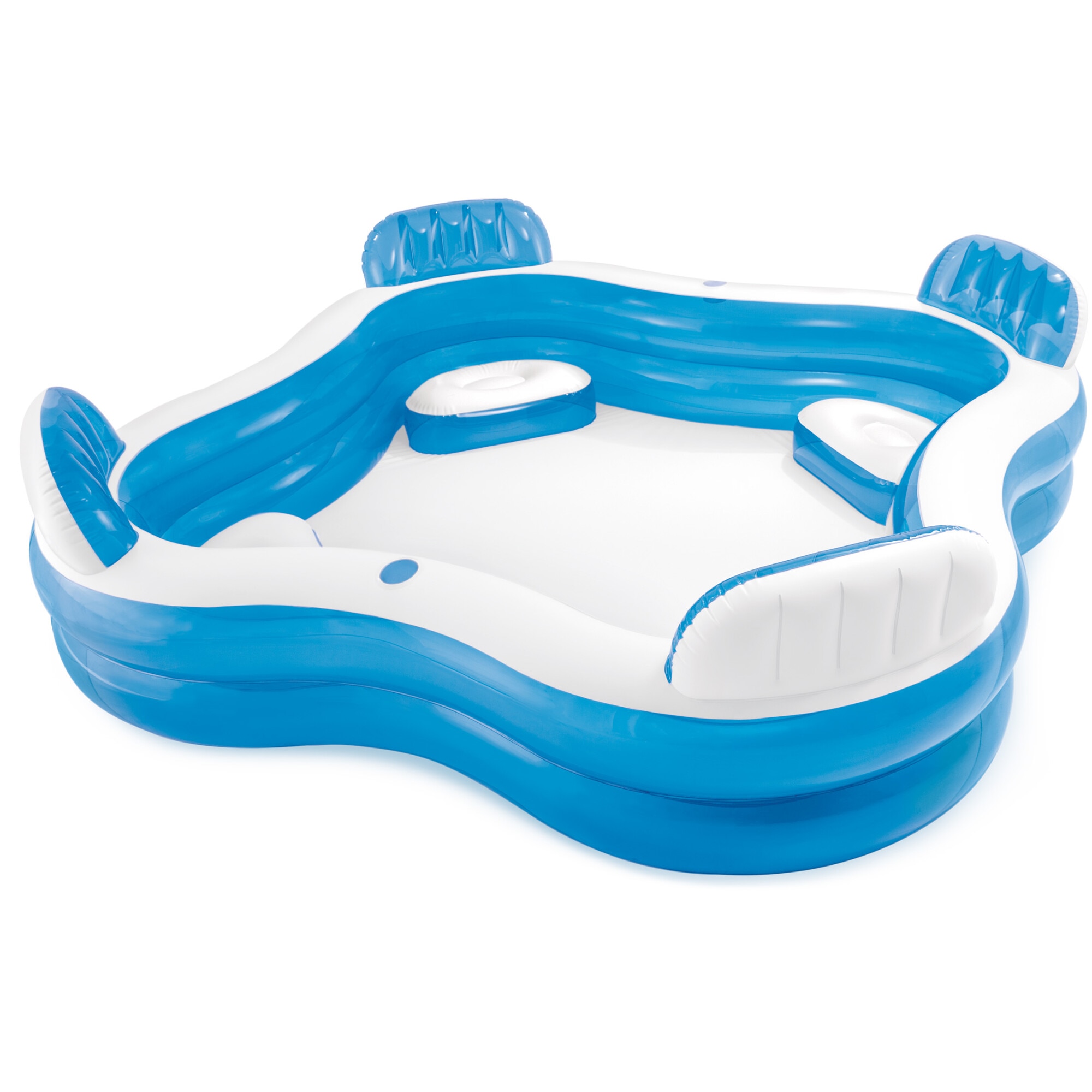 Inflatable Family Pool, Blue, 4 integrated inflatable chairs, 2 cup holders, Intex, 229x229x66cm, PG-B-I04
