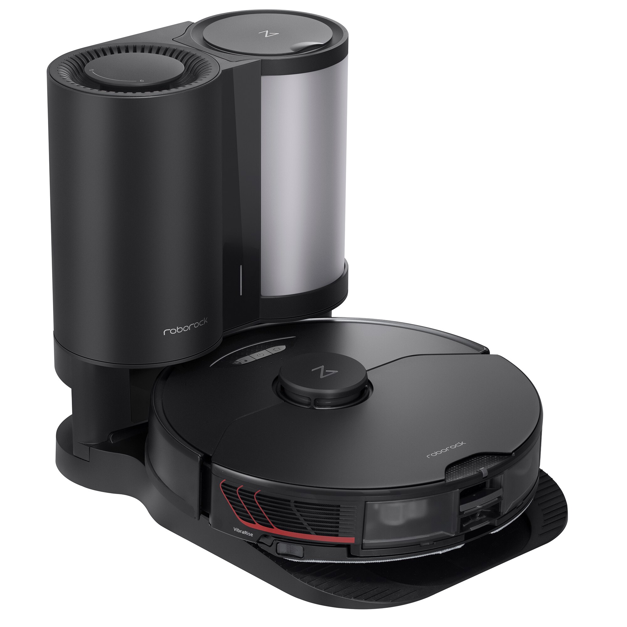 Robot de aspirare Roborock S7 MaxV+, Aspirator&Mop&Statie inteligenta de golire automata, 5100 Pa, 74W, 6 senzori, 4 harti, Recipient praf 400ml, Recipient apa 200ml, sonic vibration mopping, 3 moduri de setare a volumului de apa, navigatie LDS, Negru