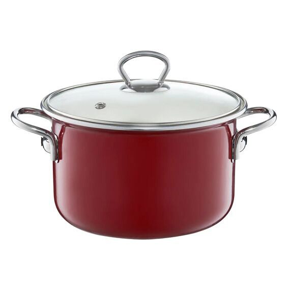 Oala cu capac, Emalia Olkusz Optimum, email, 24 cm/4.8 L, rosie