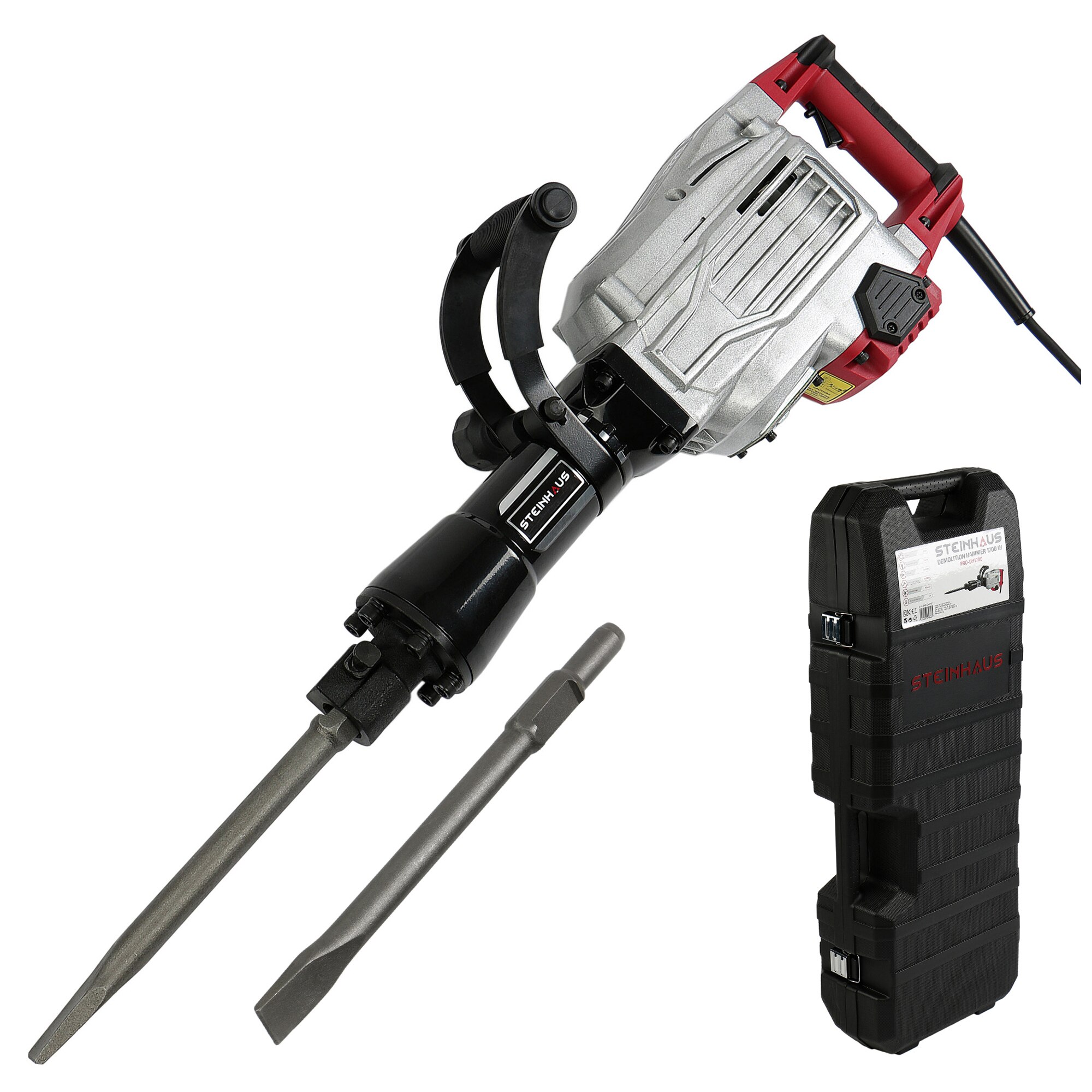 Ciocan demolator Steinhaus PRO-DH1700, 1700W, 1400 BPM, 60J, mandrina SDS-HEX, kitbox, dalti