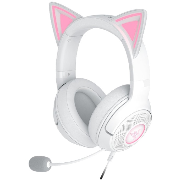 Razer Kraken Kitty V2 wired gaming headset, 92.5 dB SPL / mW @ 1kHz sensitivity and 42 dBV microphone sensitivity, White