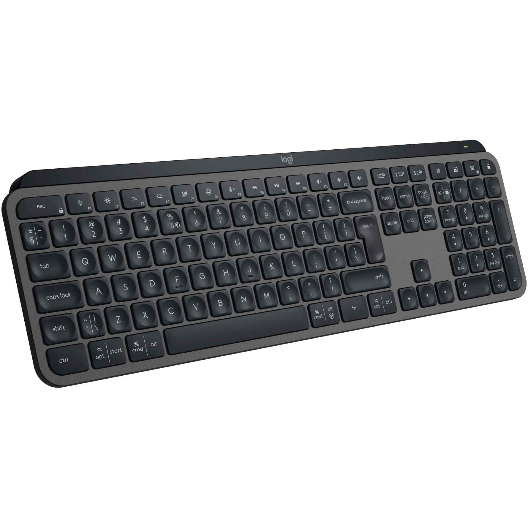 Logitech MX Keys S wireless keyboard, Lighting, 2.4GHz&amp;Bluetooth, USB-C, US INTL layout, Graphite